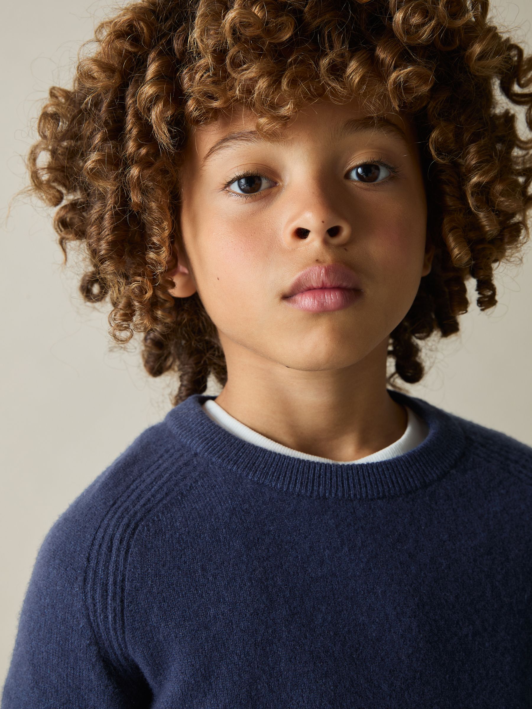 9-13 yrs Wool Blend Crew Neck Jumper in Dark Airforce Blue - Image 1 of 4