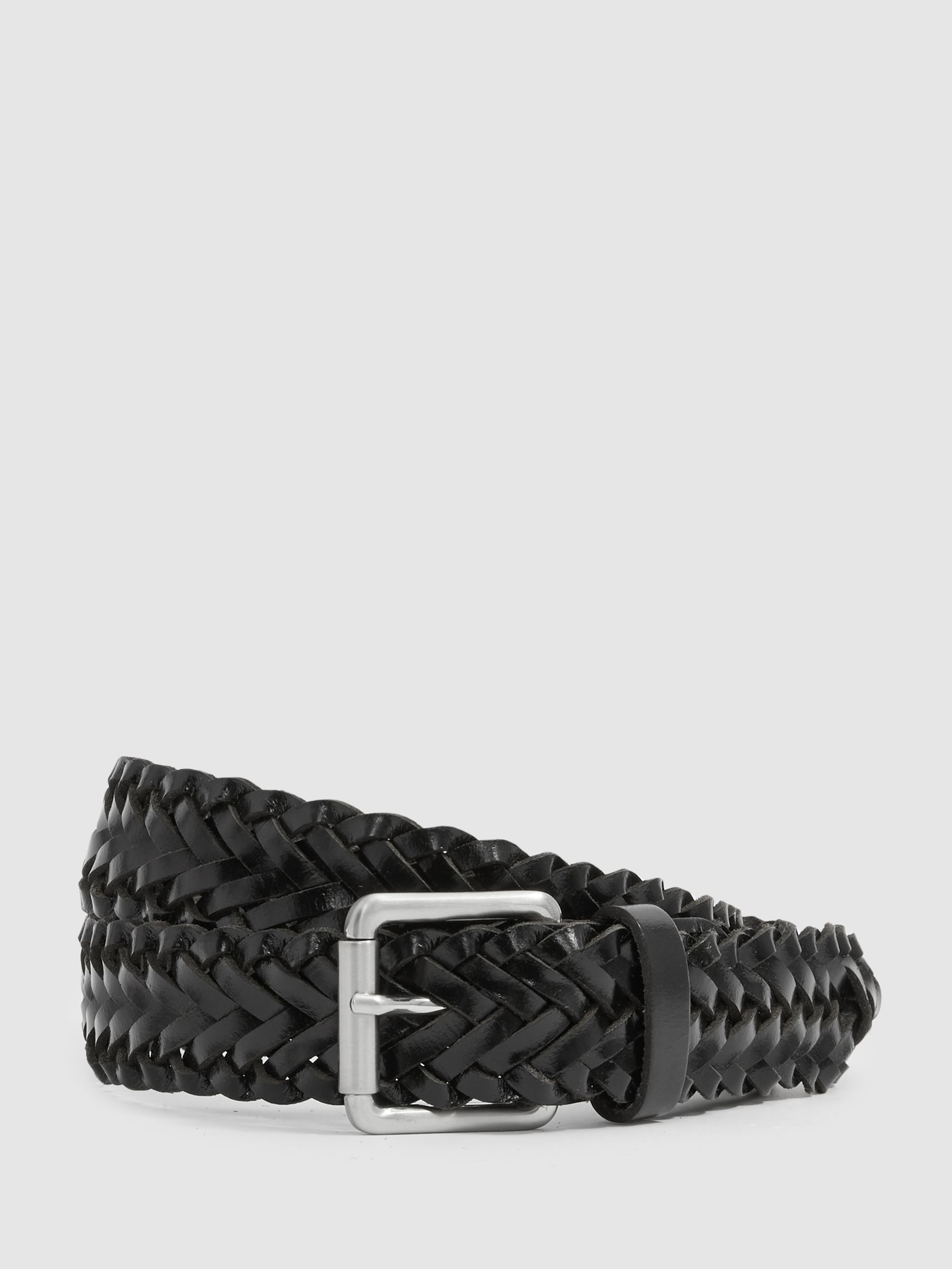 Woven Leather Belt in Black - Image 1 of 4