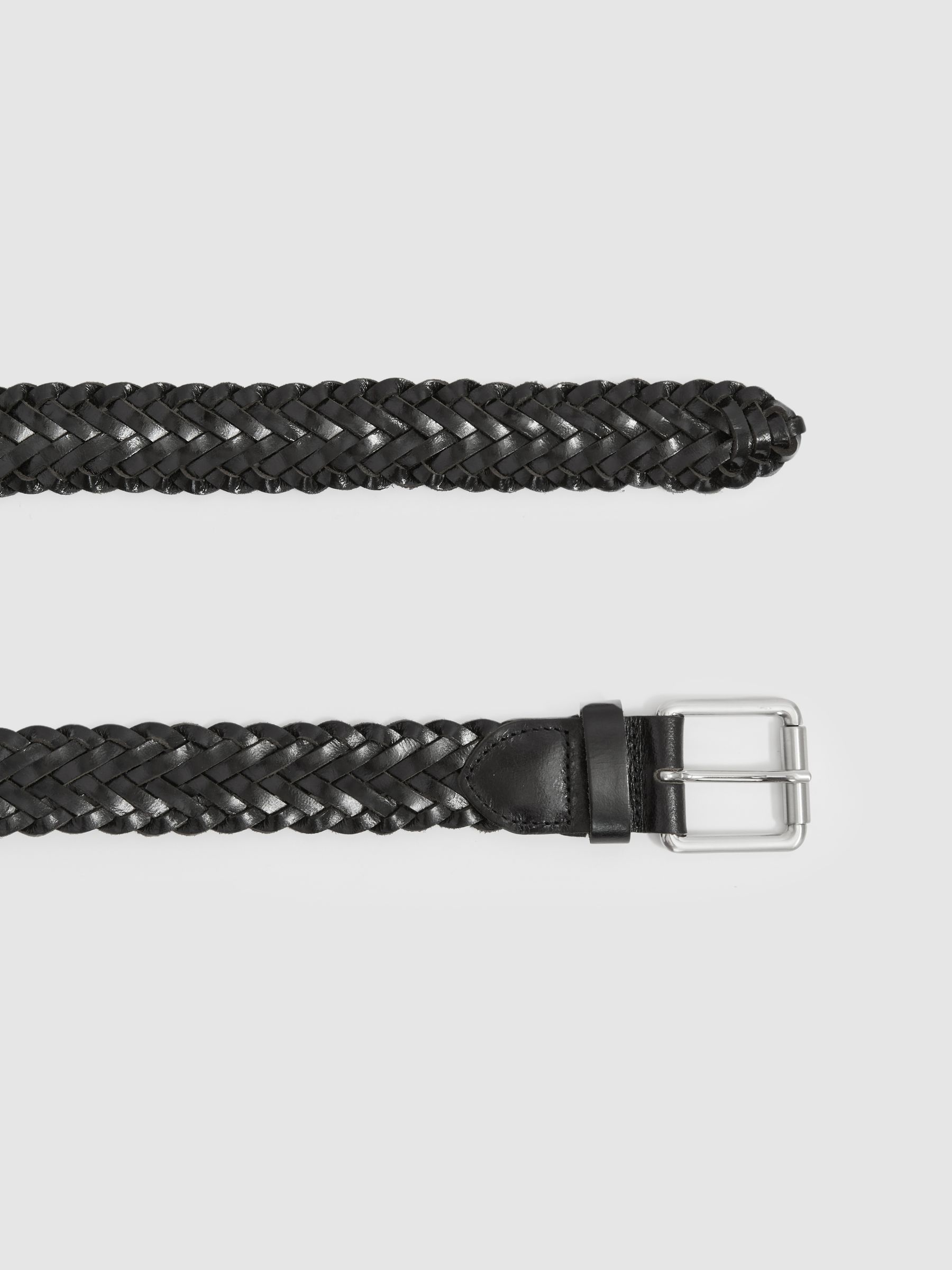 Woven Leather Belt in Black - Image 3 of 4