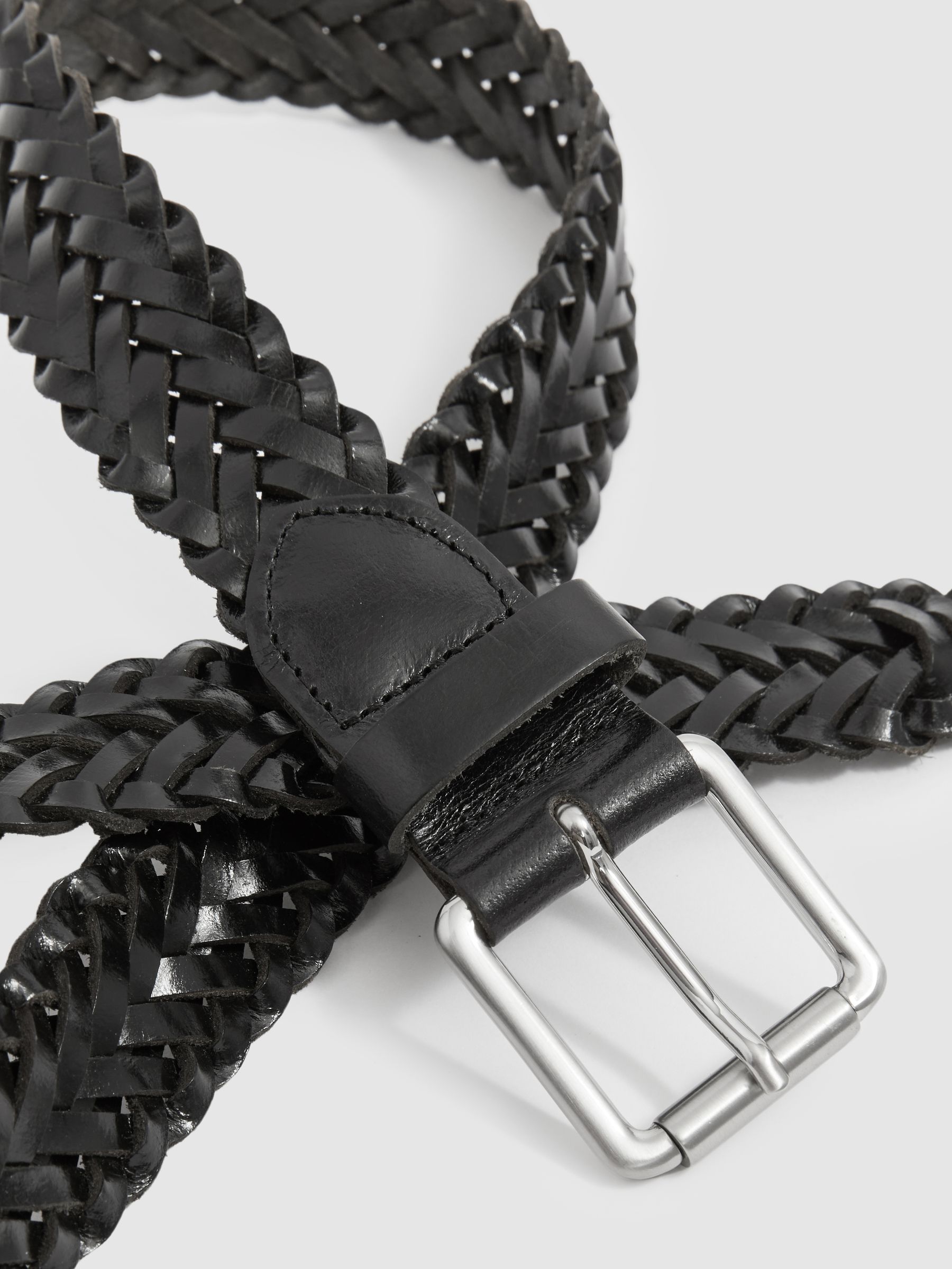Woven Leather Belt in Black - Image 4 of 4