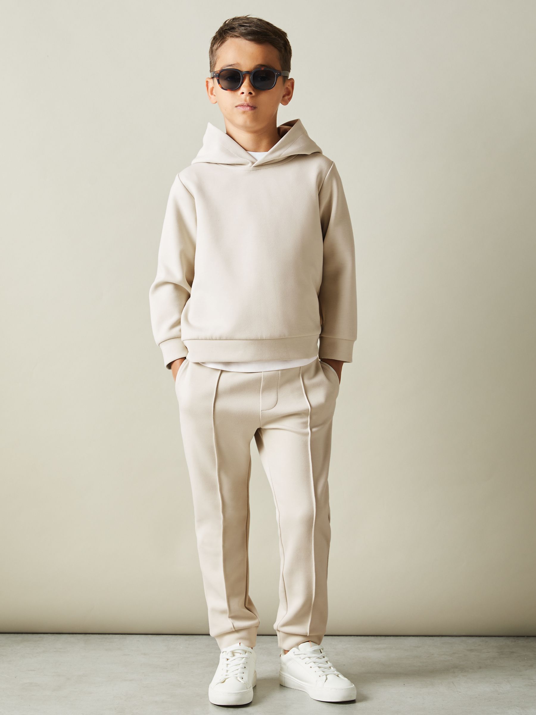 9-14 yrs Interlock Jersey Hoodie in Cement - Image 3 of 4