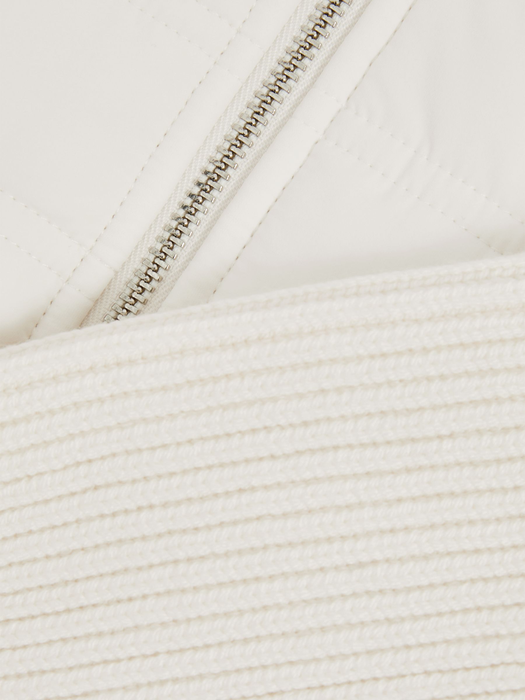 Hybrid Quilt and Knit Zip-Through Jacket in Off White - Image 4 of 4