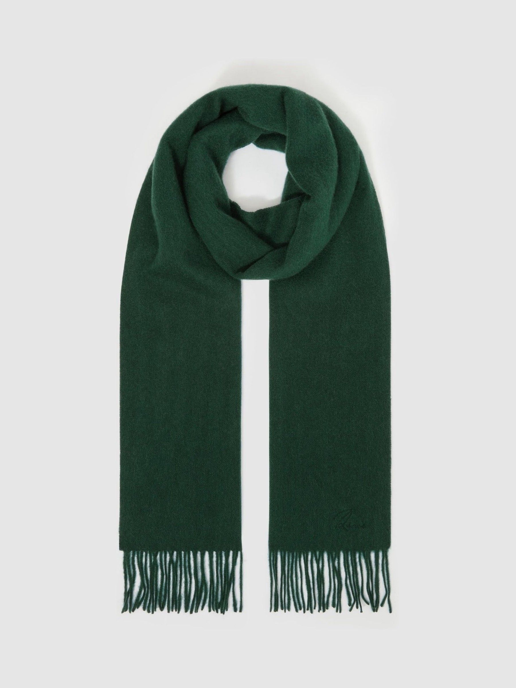 Wool and Cashmere Scarf in Dark Green - Image 3 of 4