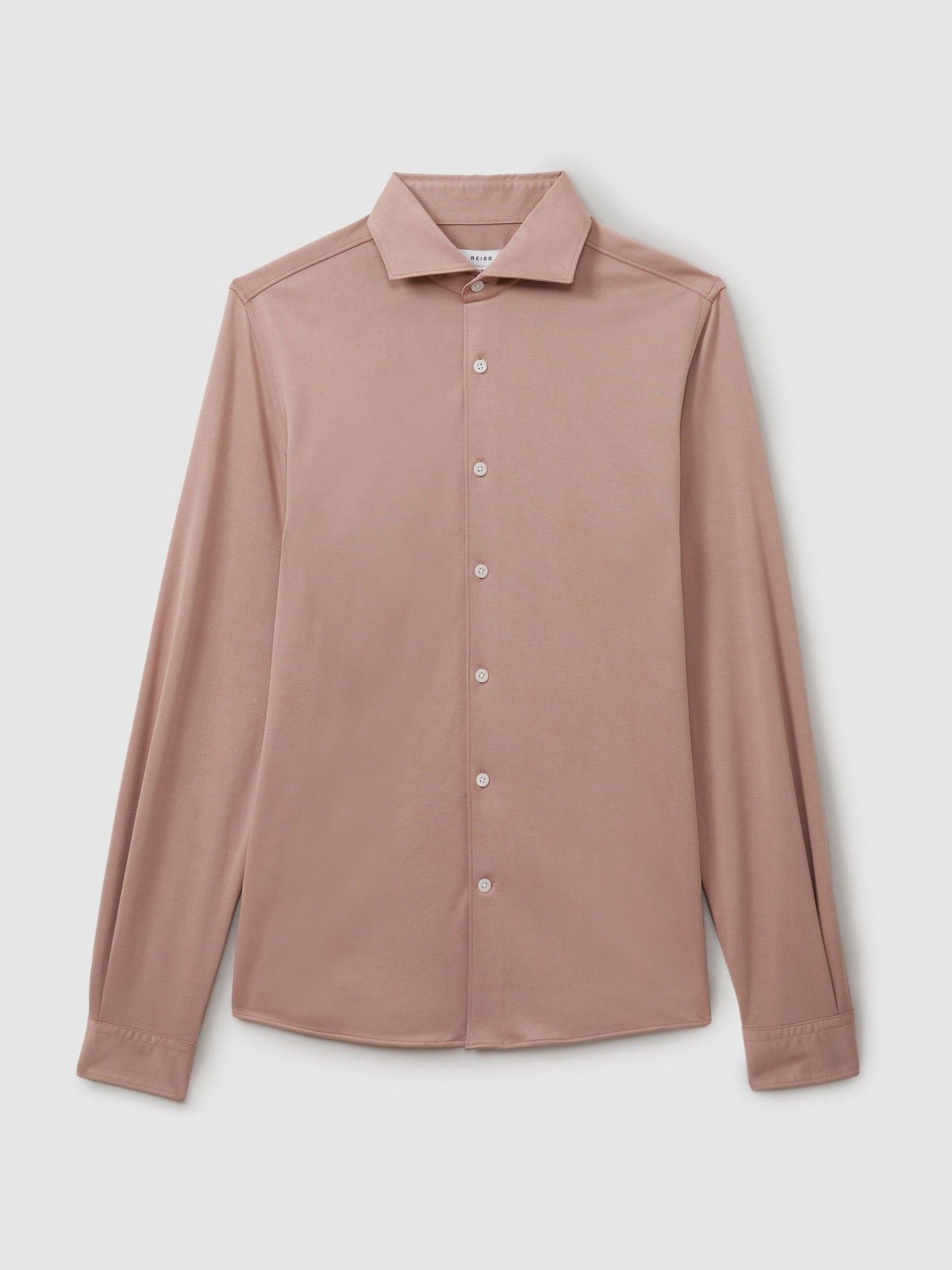 Modal Blend Cutaway Collar Shirt in Dusty Pink - Image 2 of 6