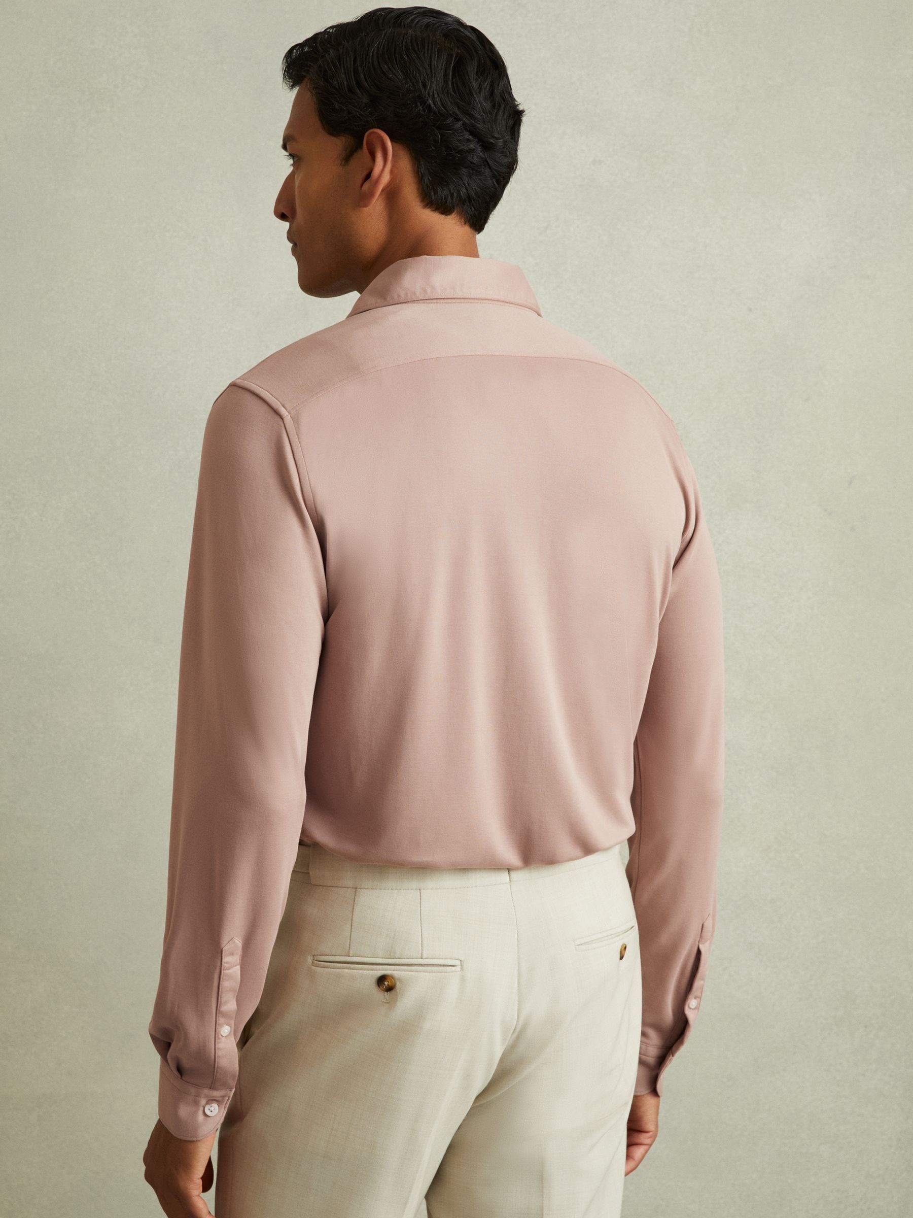Modal Blend Cutaway Collar Shirt in Dusty Pink - Image 5 of 6