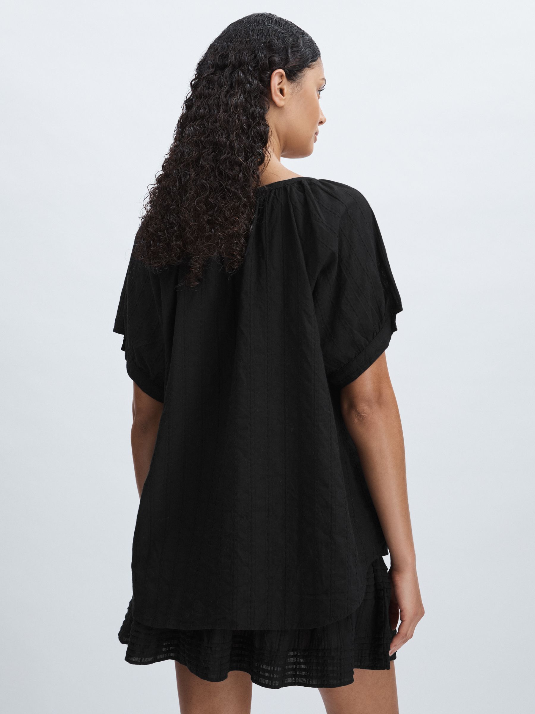 Mille Puff-Sleeve Button-Through Top in Black - Image 4 of 5
