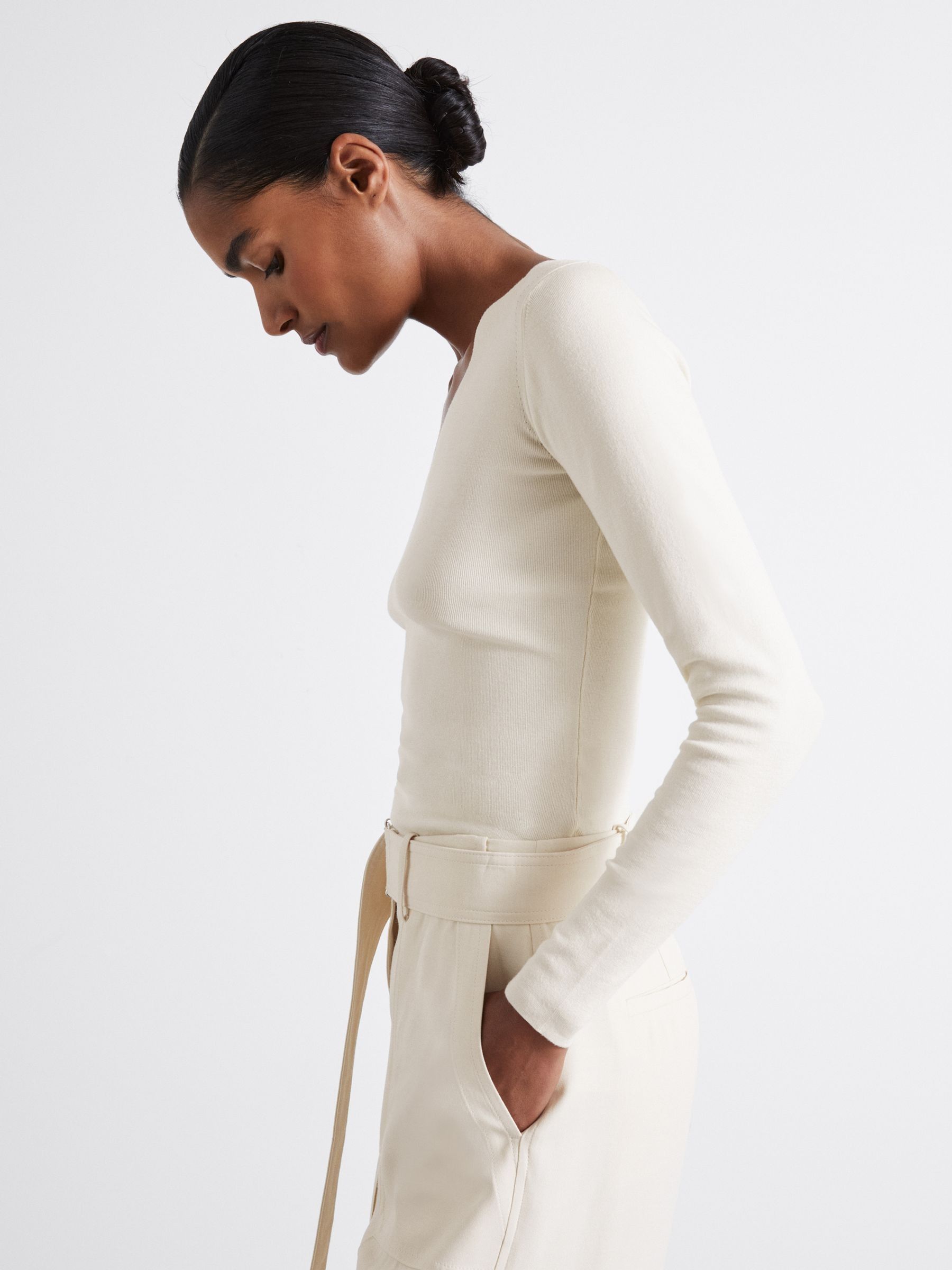 Atelier Knitted Silk-Blend Top in Off White - image 5