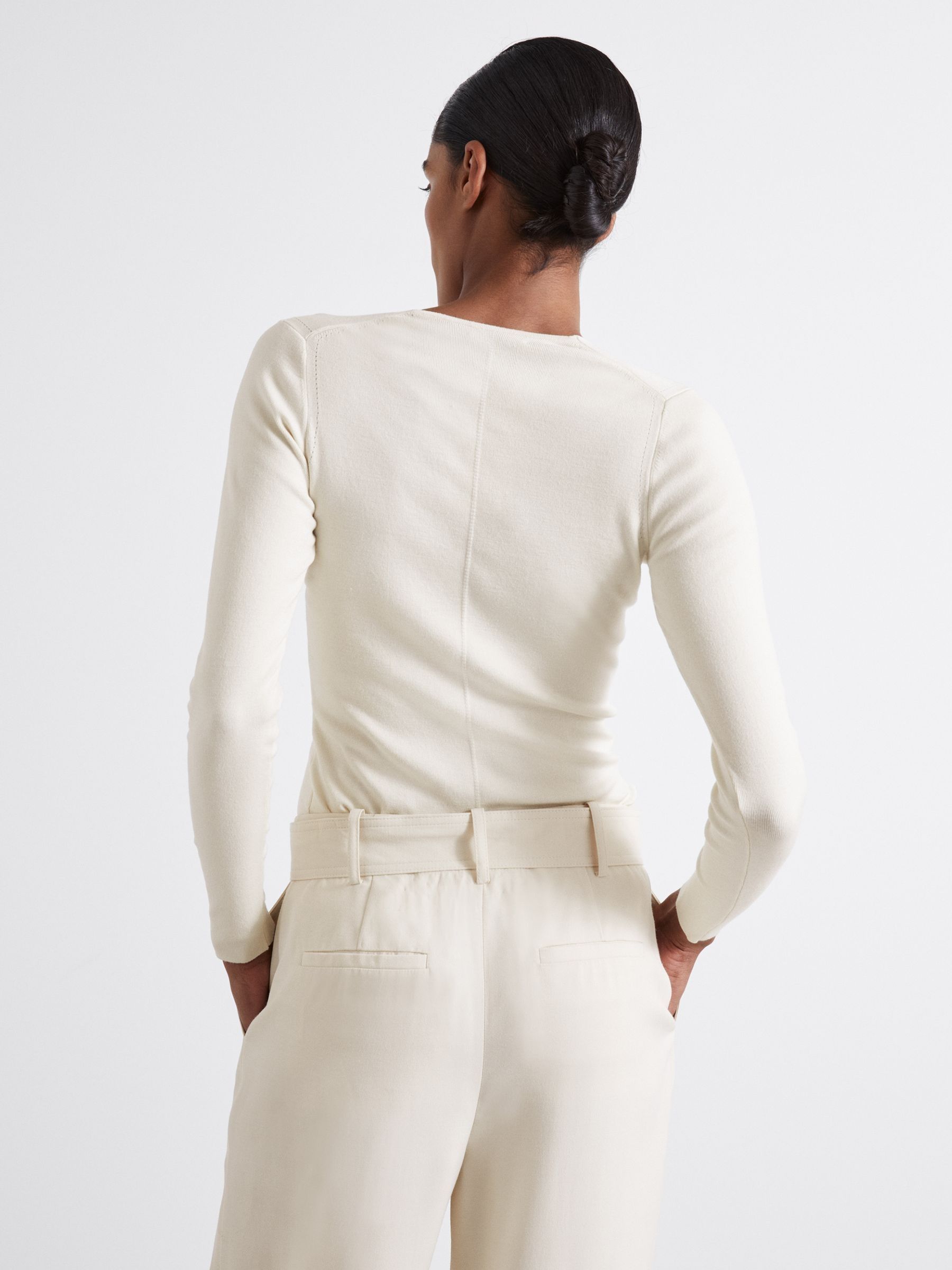 Atelier Knitted Silk-Blend Top in Off White - Image 4 of 6