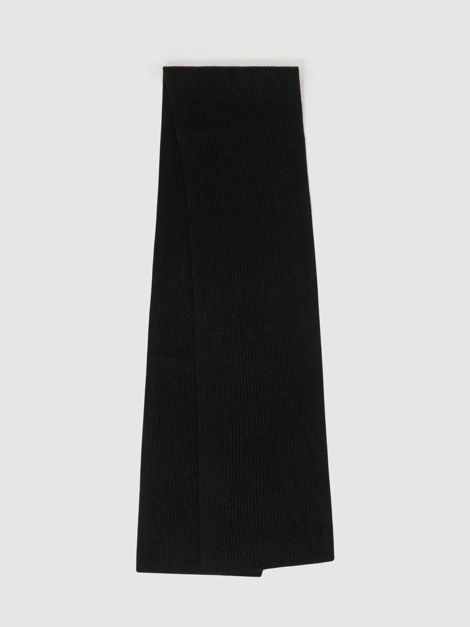 Ribbed Merino Scarf in Black - Image 1 of 4