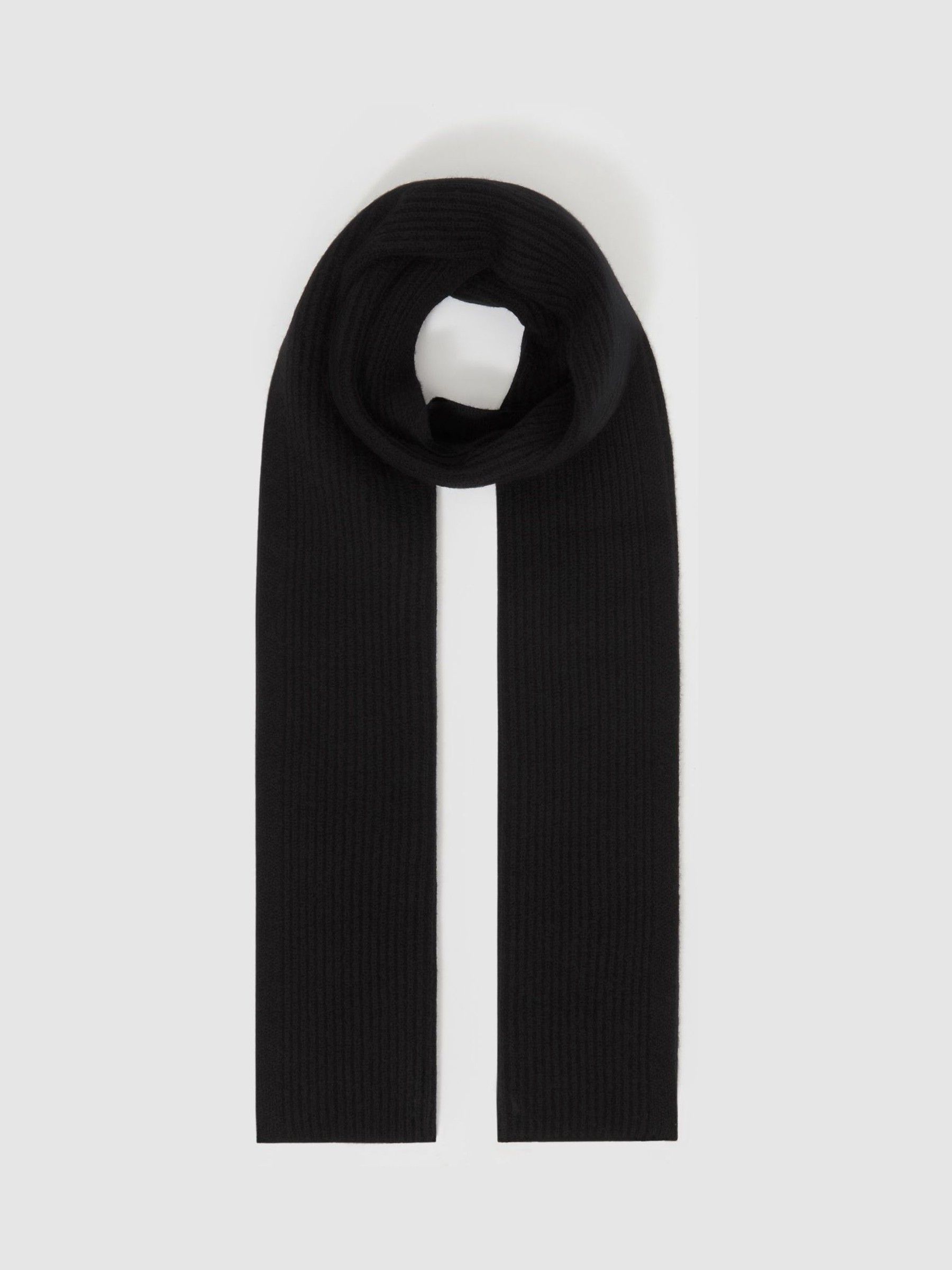 Ribbed Merino Scarf in Black - Image 3 of 4