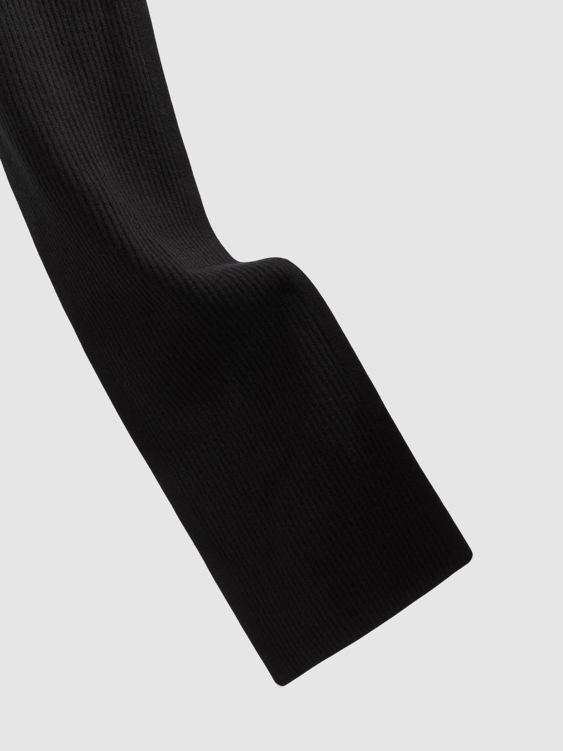 Ribbed Merino Scarf in Black - Image 4 of 4