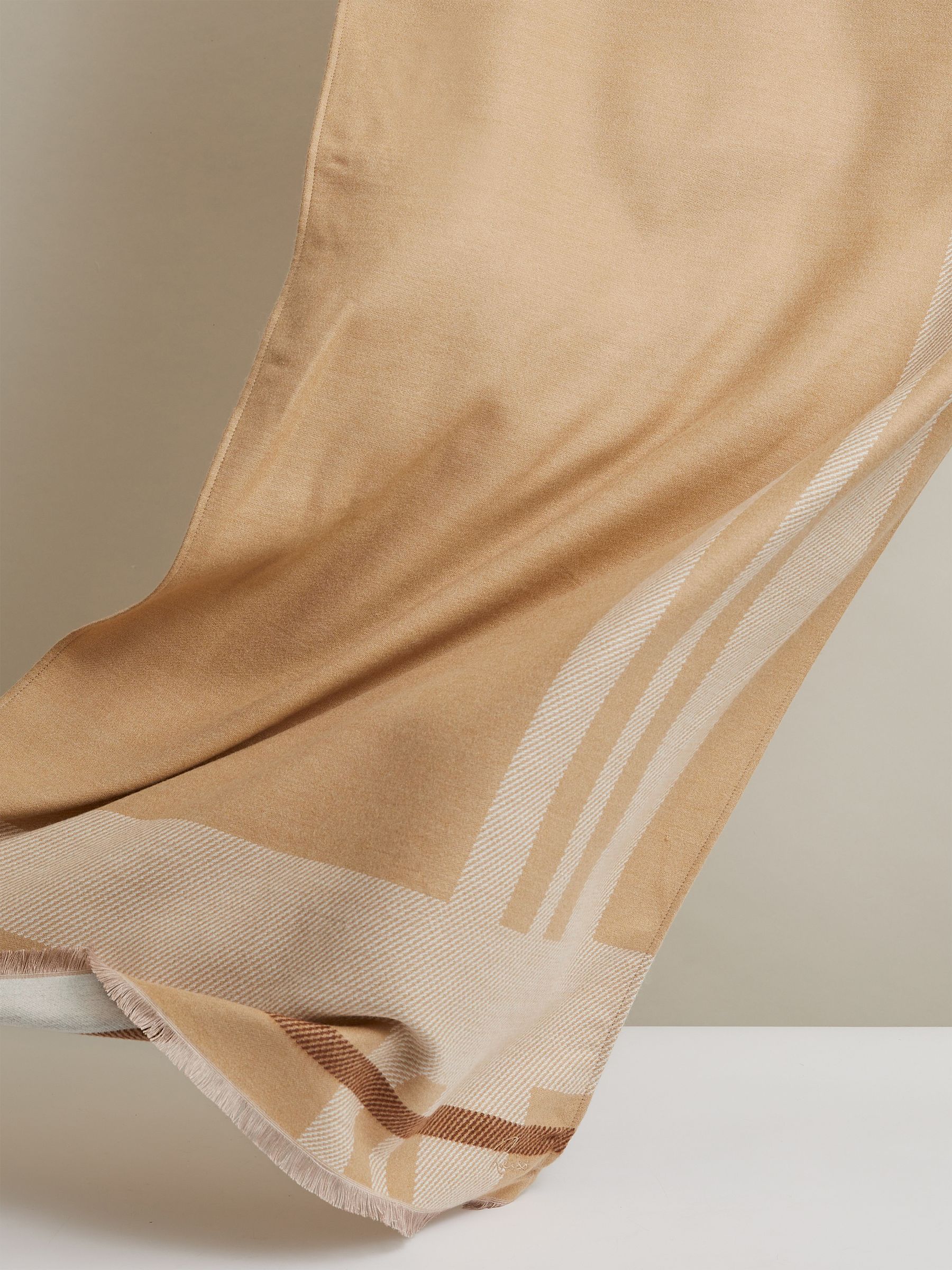 Logo-Embroidered Checked Scarf in Camel - Image 5 of 5