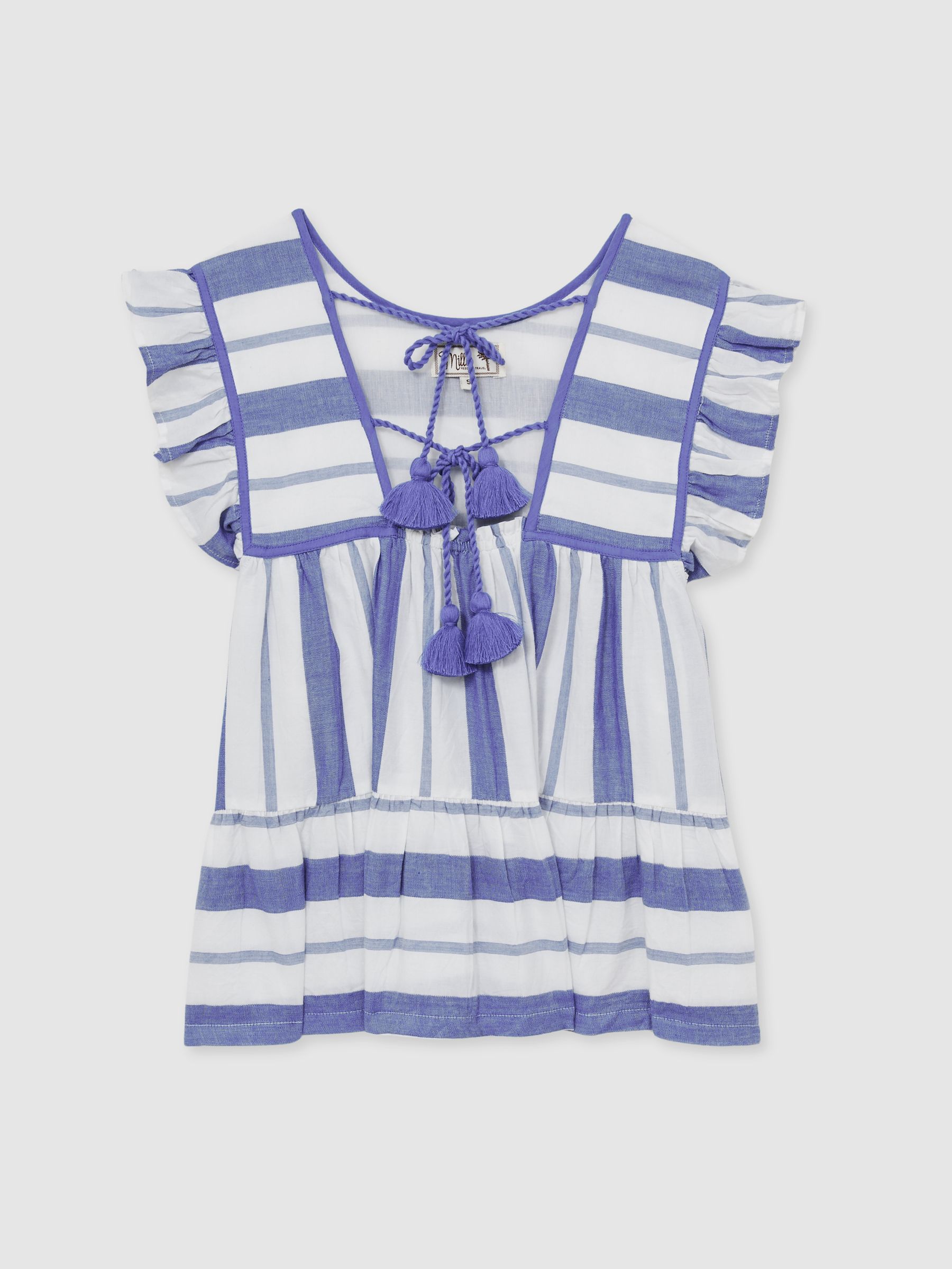 Mille Blue Stripe Peplum Top in Blue Stripe - Image 2 of 6