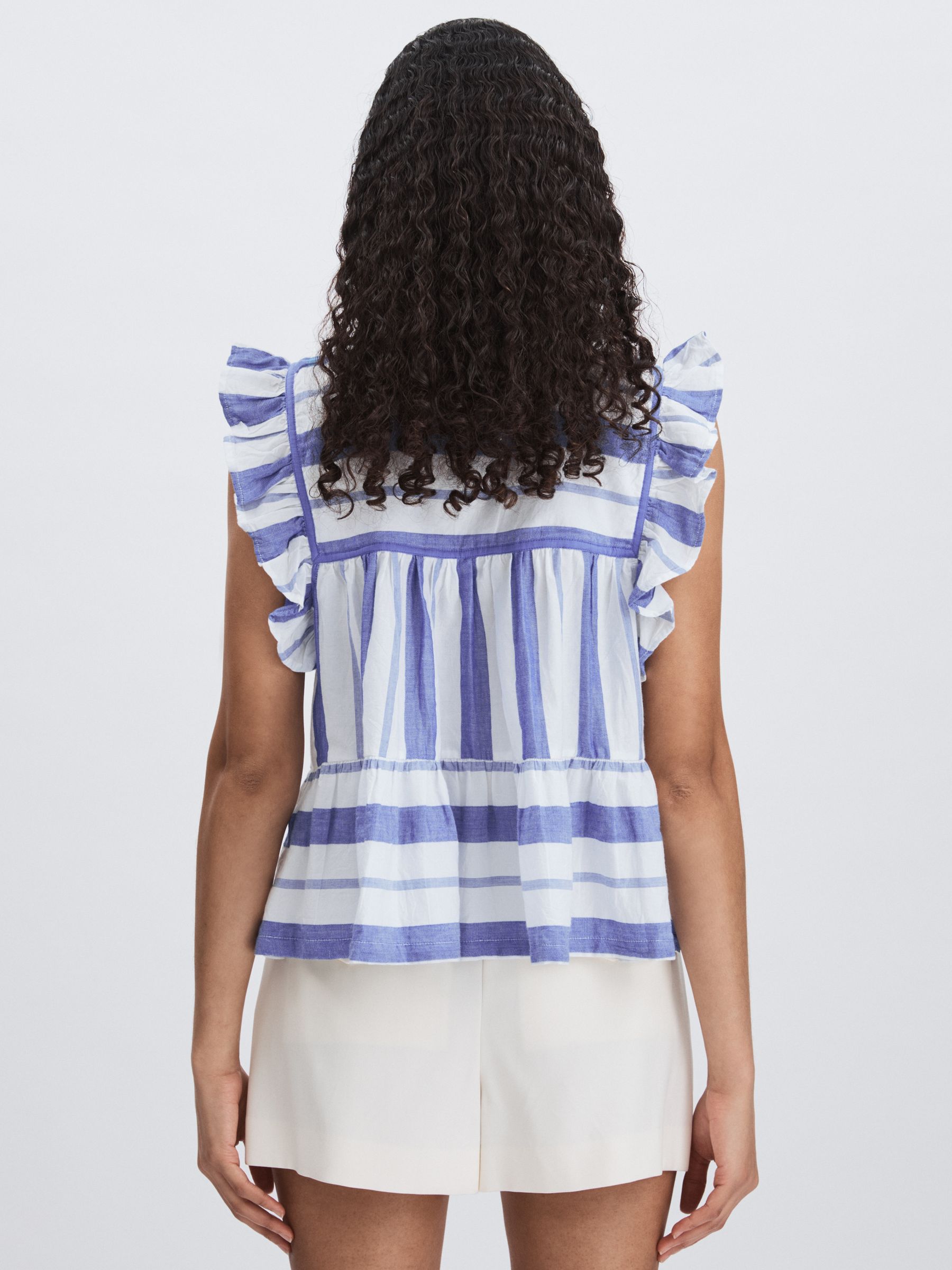 Mille Blue Stripe Peplum Top in Blue Stripe - Image 5 of 6