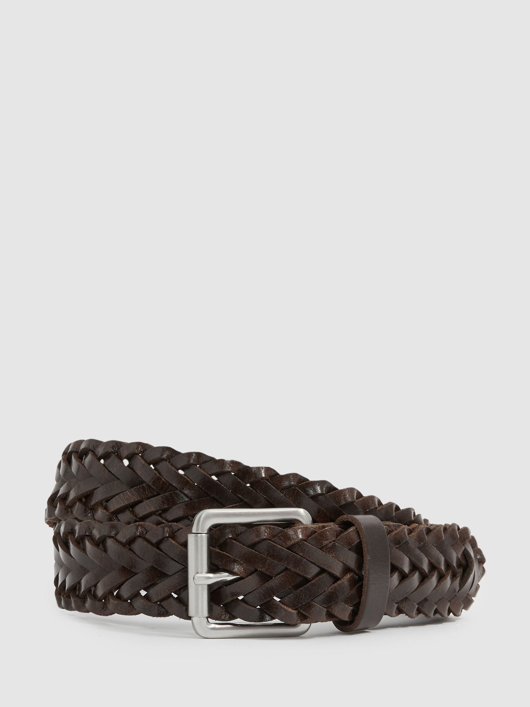 Woven-Leather Belt in Chocolate - Image 1 of 4