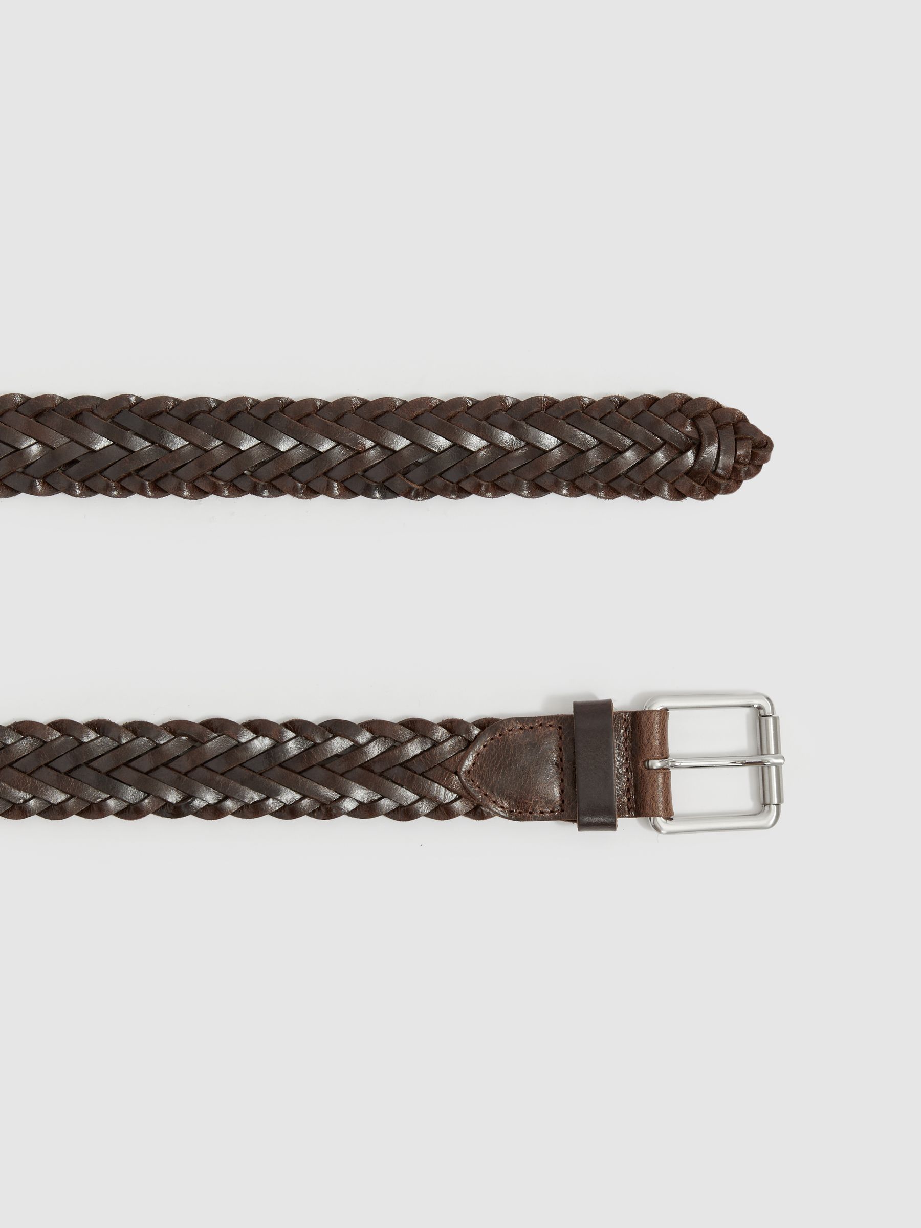 Woven-Leather Belt in Chocolate - Image 3 of 4