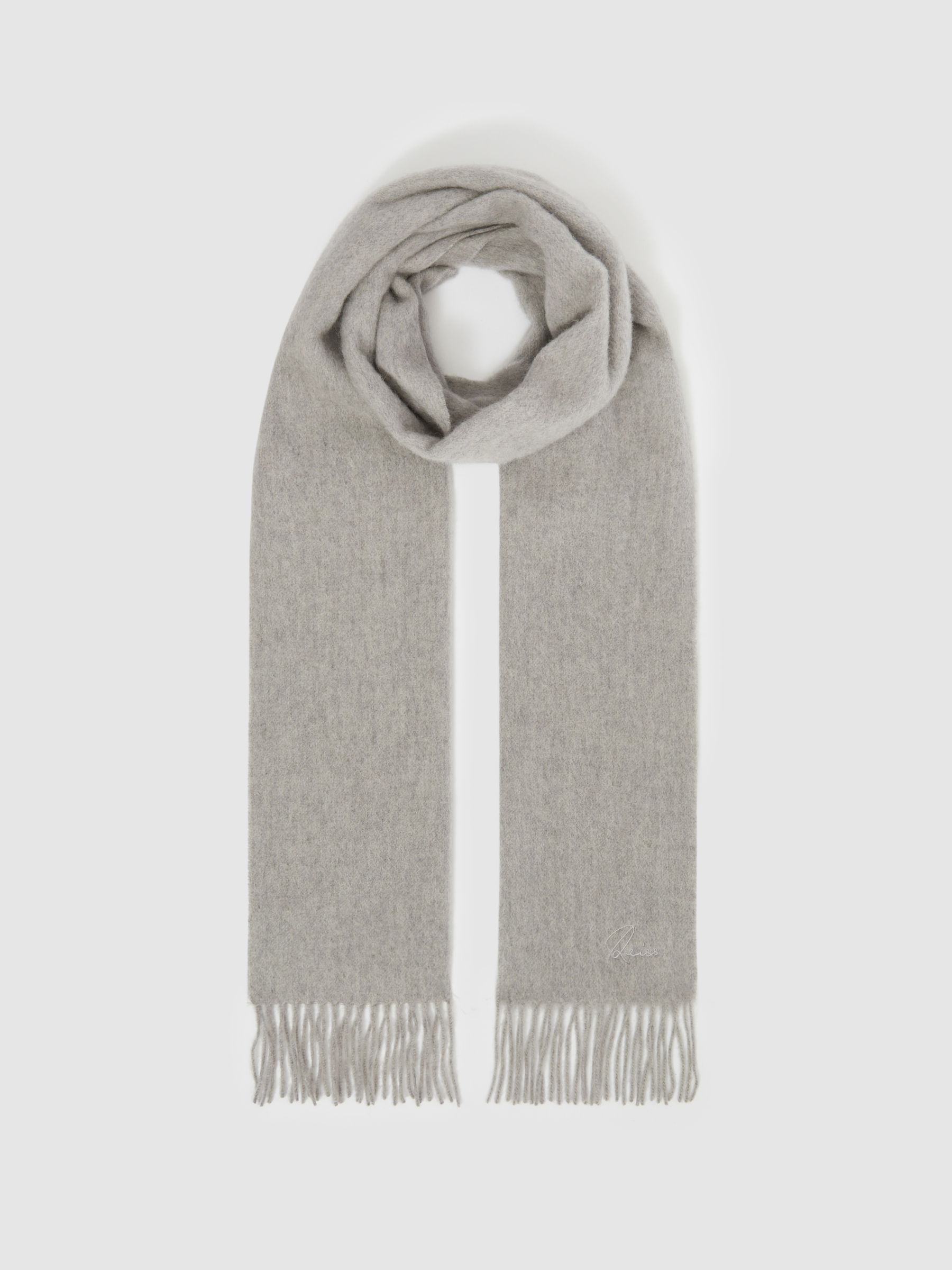 Wool and Cashmere Scarf in Light Grey - Image 3 of 5