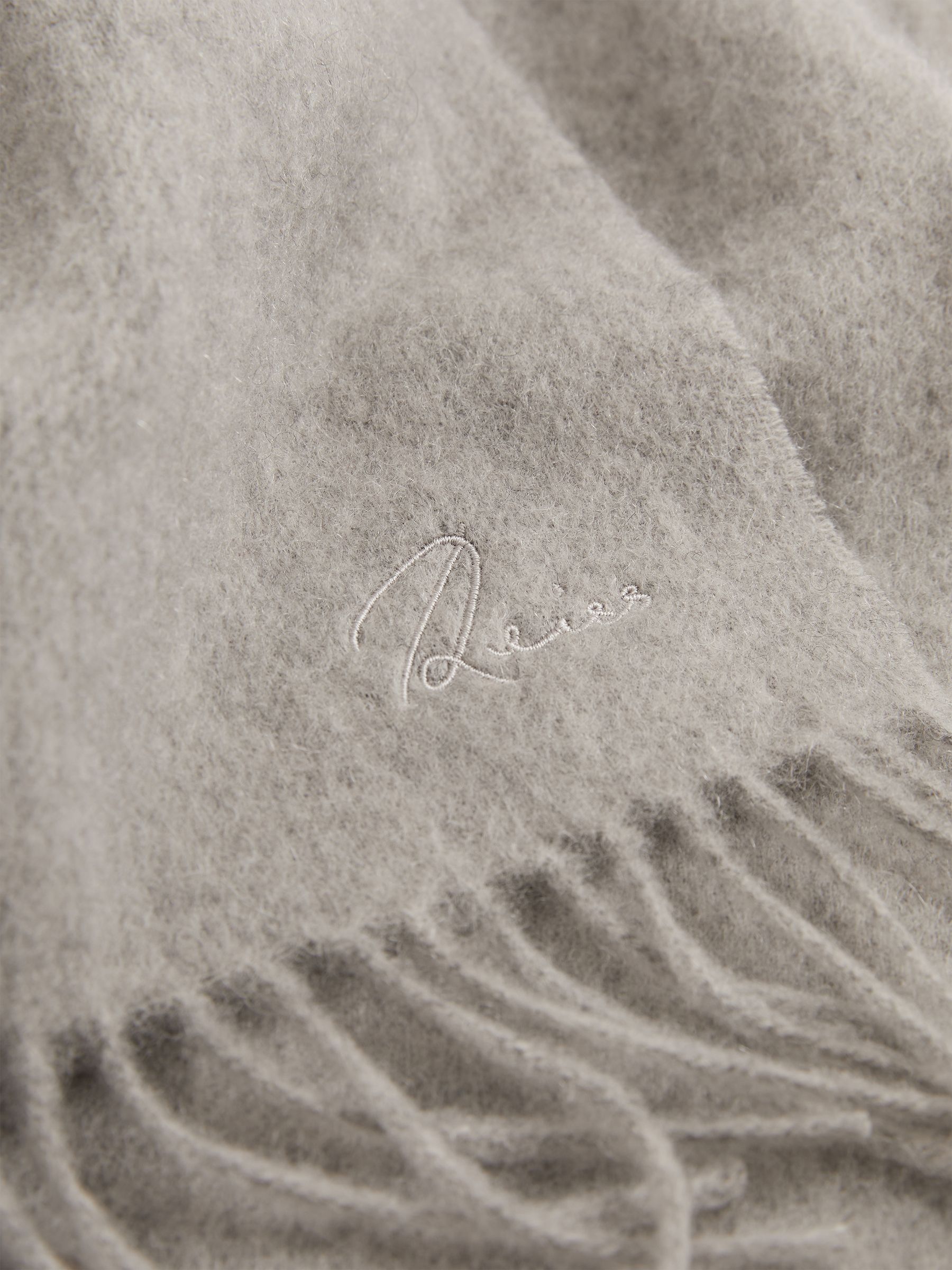 Wool and Cashmere Scarf in Light Grey - Image 4 of 5