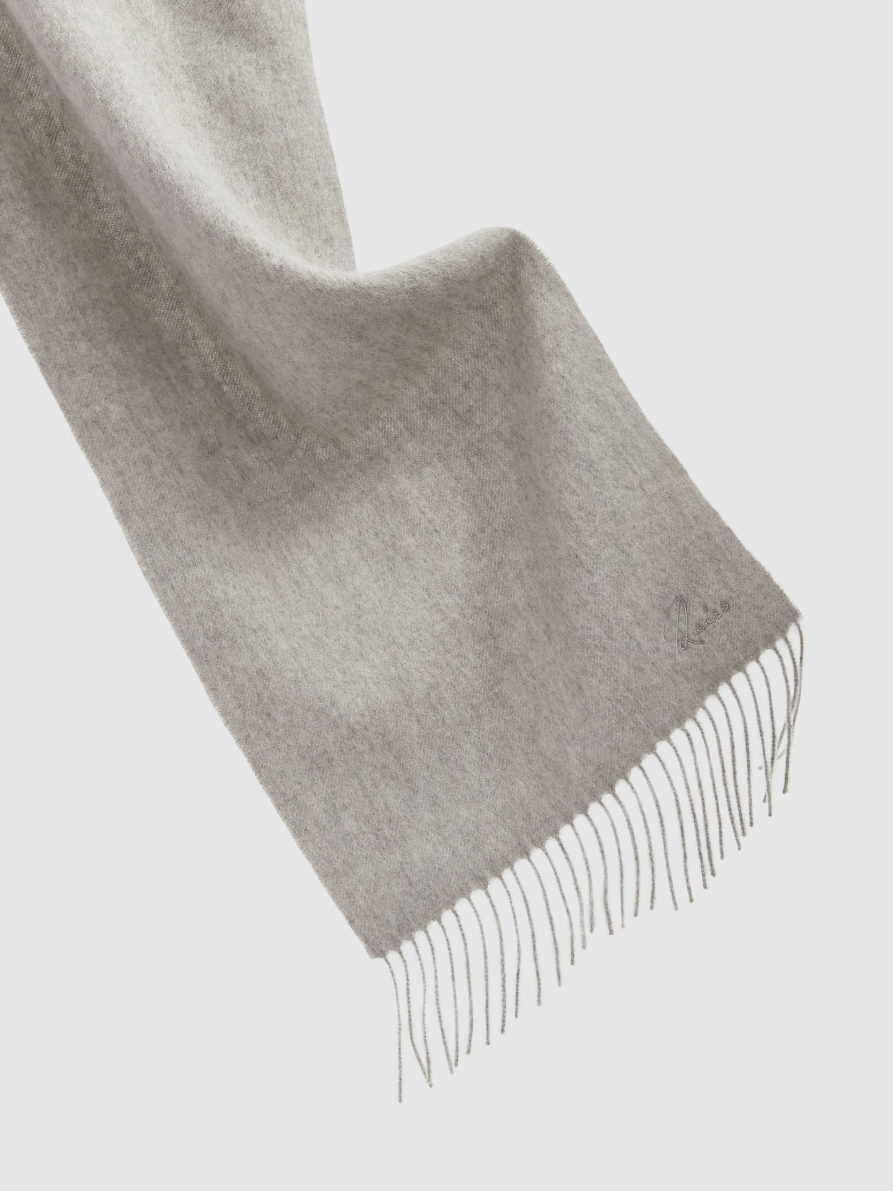 Wool and Cashmere Scarf in Light Grey - Image 5 of 5