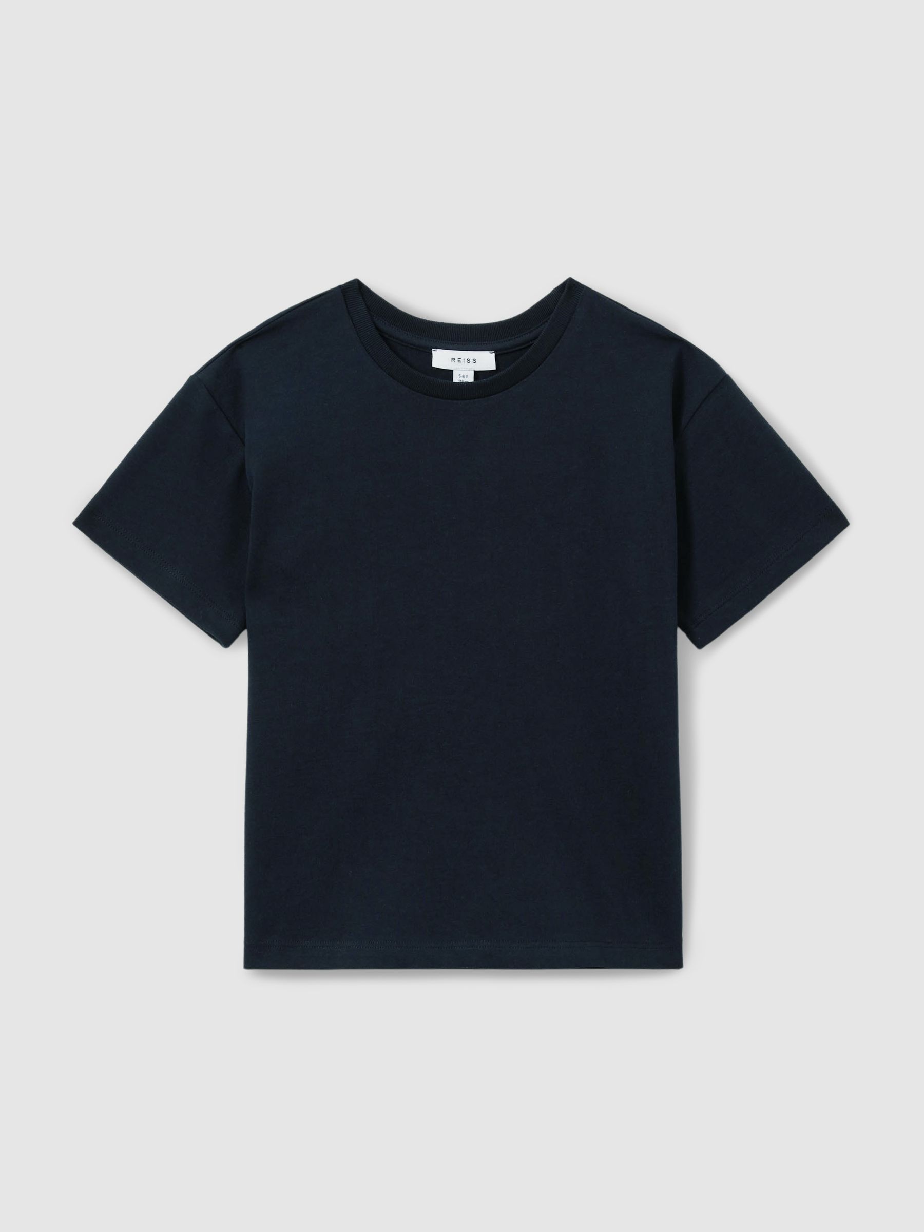 9-13 yrs Oversized Cotton Crew Neck T-Shirt in Washed Navy - Image 2 of 4