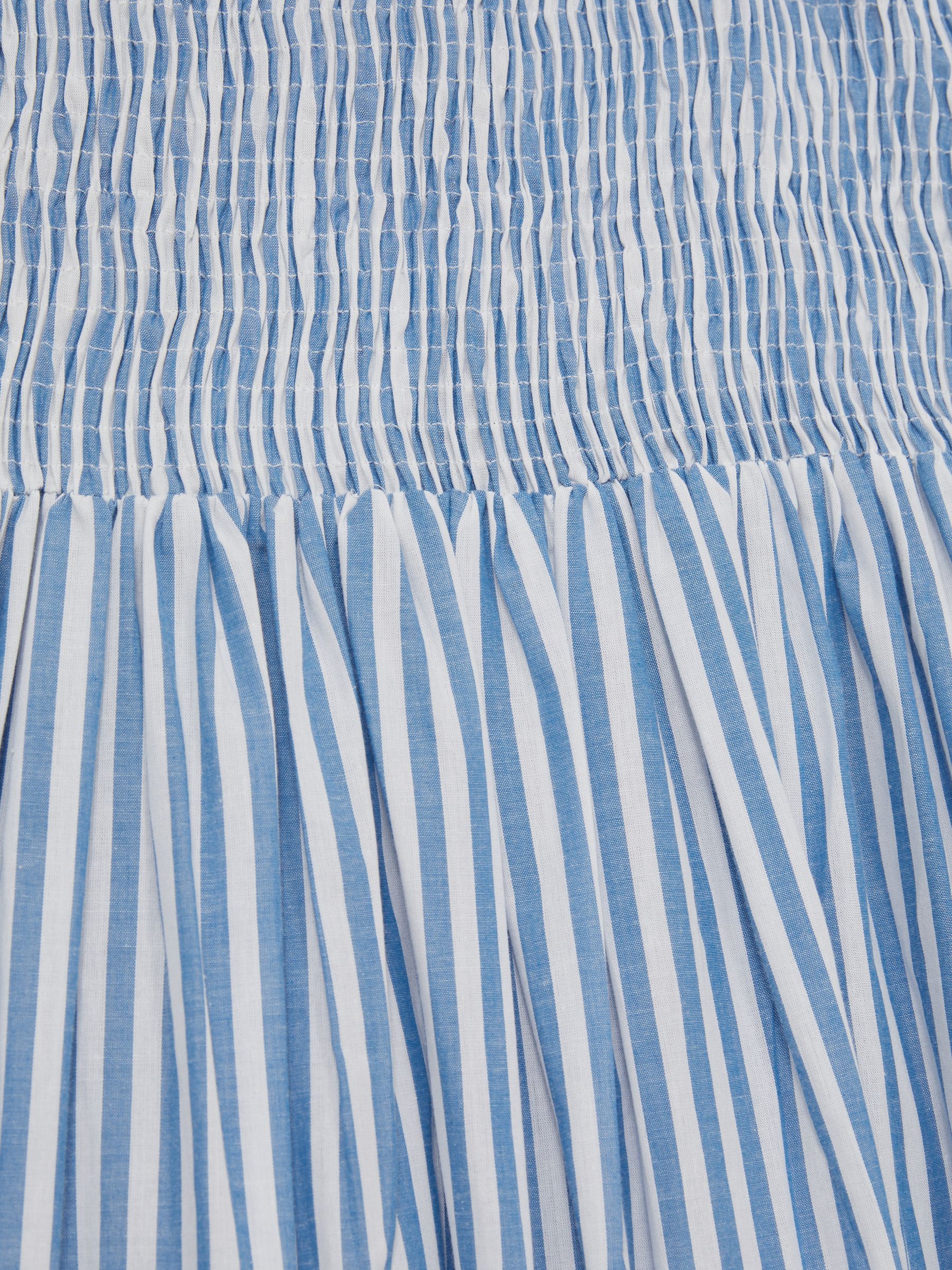 Mille 100% Cotton Striped Ruffle-Sleeve Midi Dress in Blue Stripe - Image 5 of 5