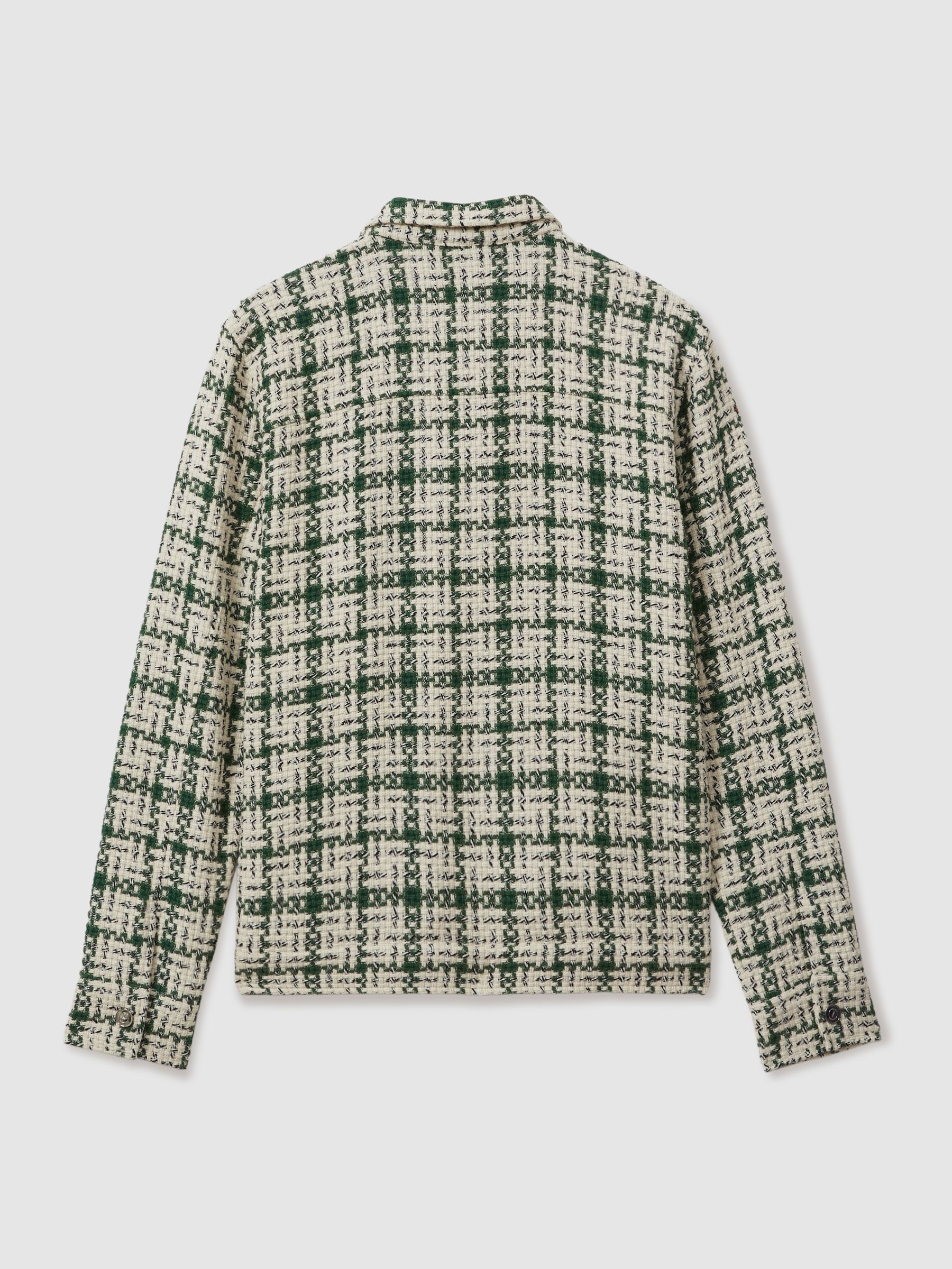Bergoma Ivory/Dark Green Ché Textured Check Zip-Through Jacket - Image 4 of 6