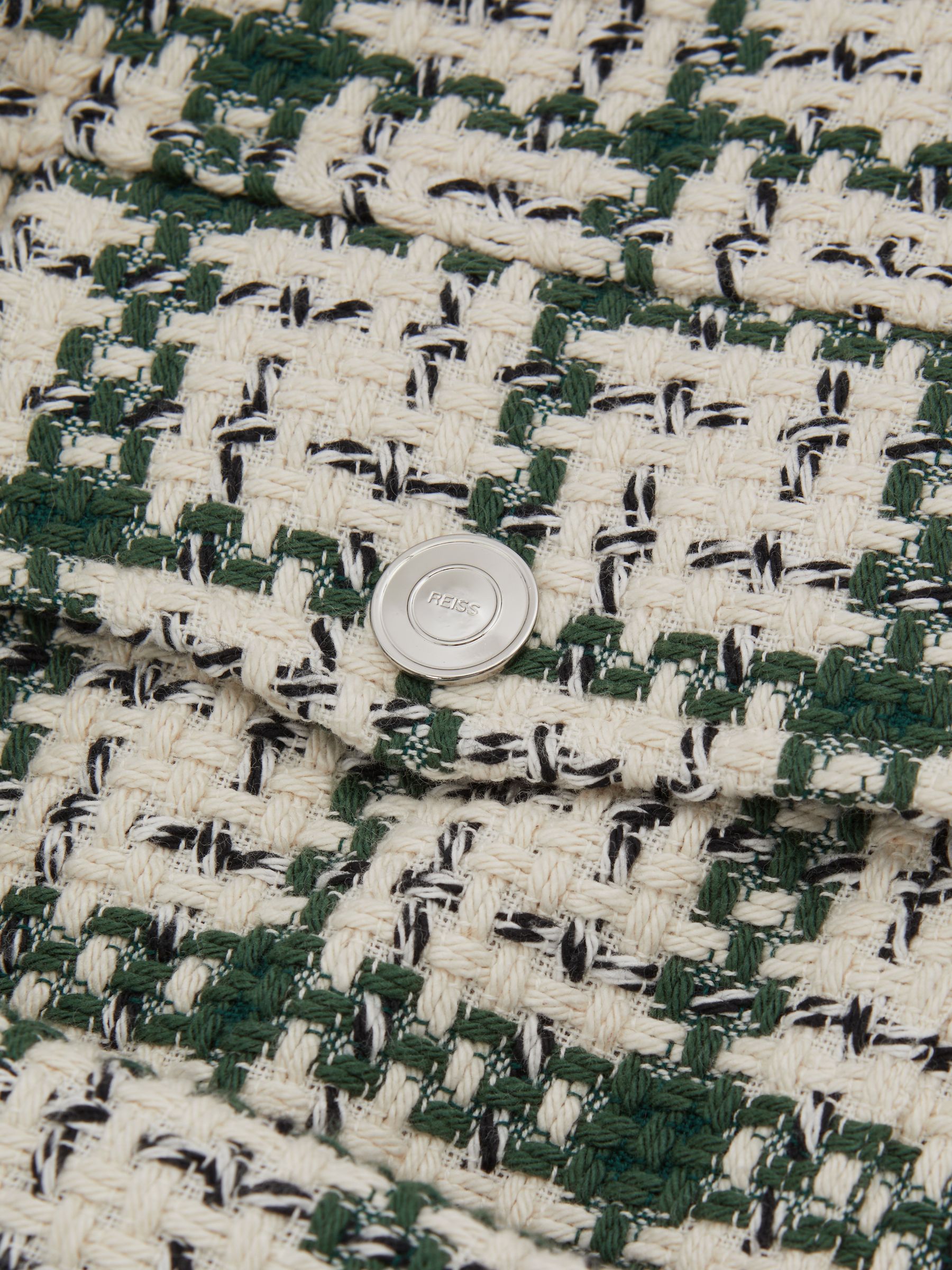 Bergoma Ivory/Dark Green Ché Textured Check Zip-Through Jacket - Image 6 of 6