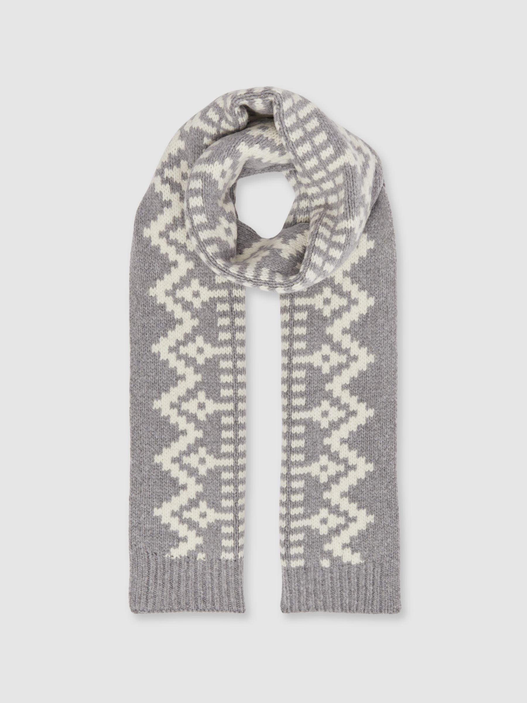 Wool-Blend Scarf in Grey/White - Image 3 of 5
