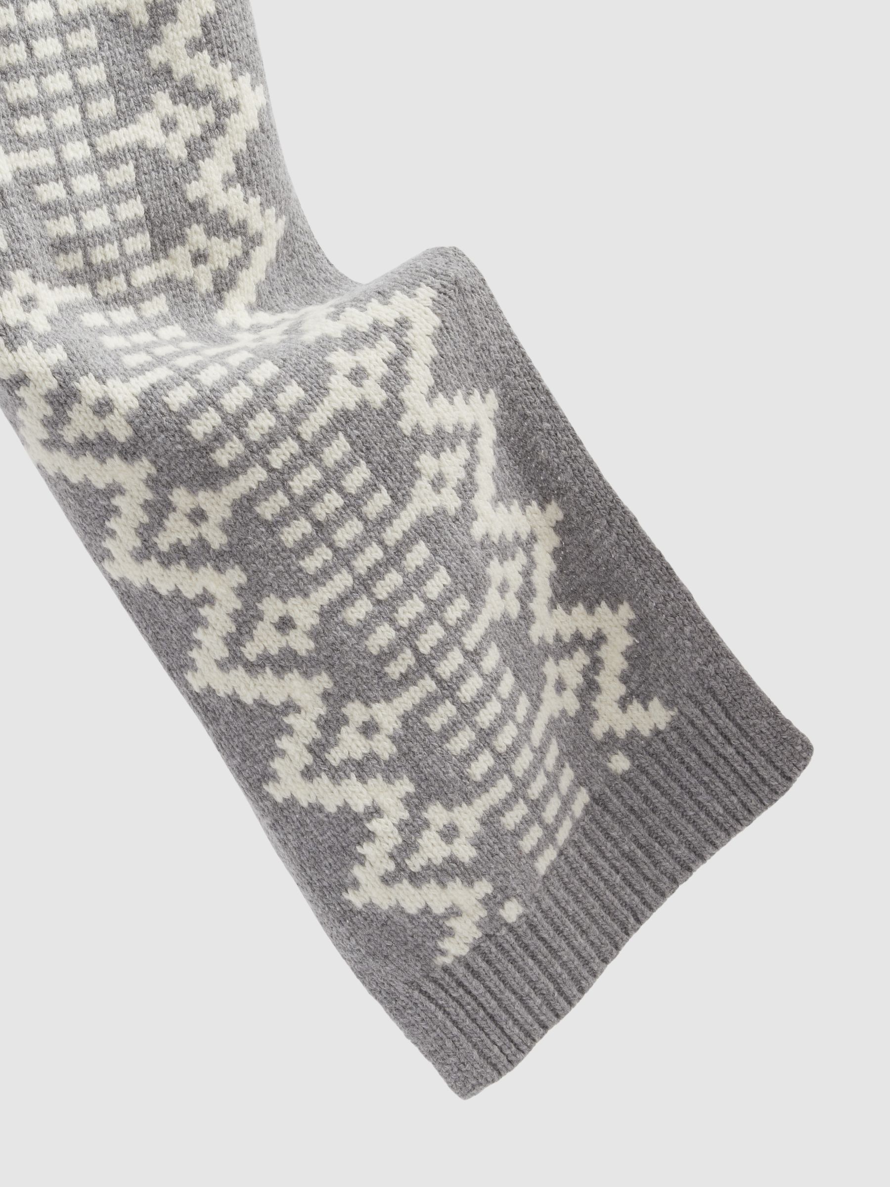Wool-Blend Scarf in Grey/White - image 4