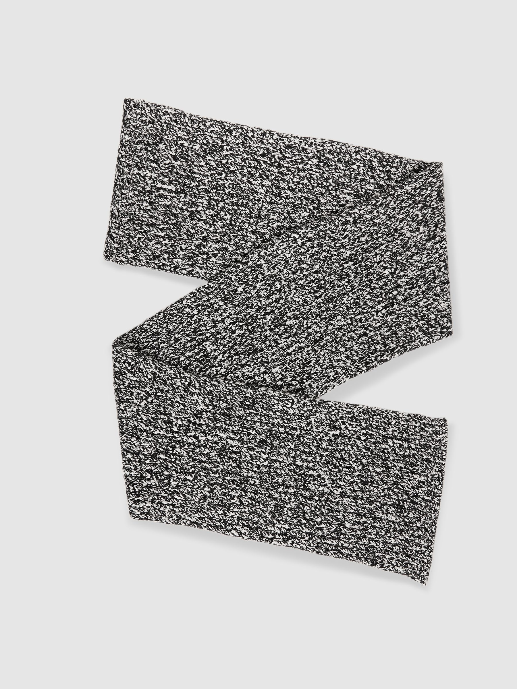 Cotton-Wool Ribbed Mouliné Scarf in Black/White - Image 1 of 5