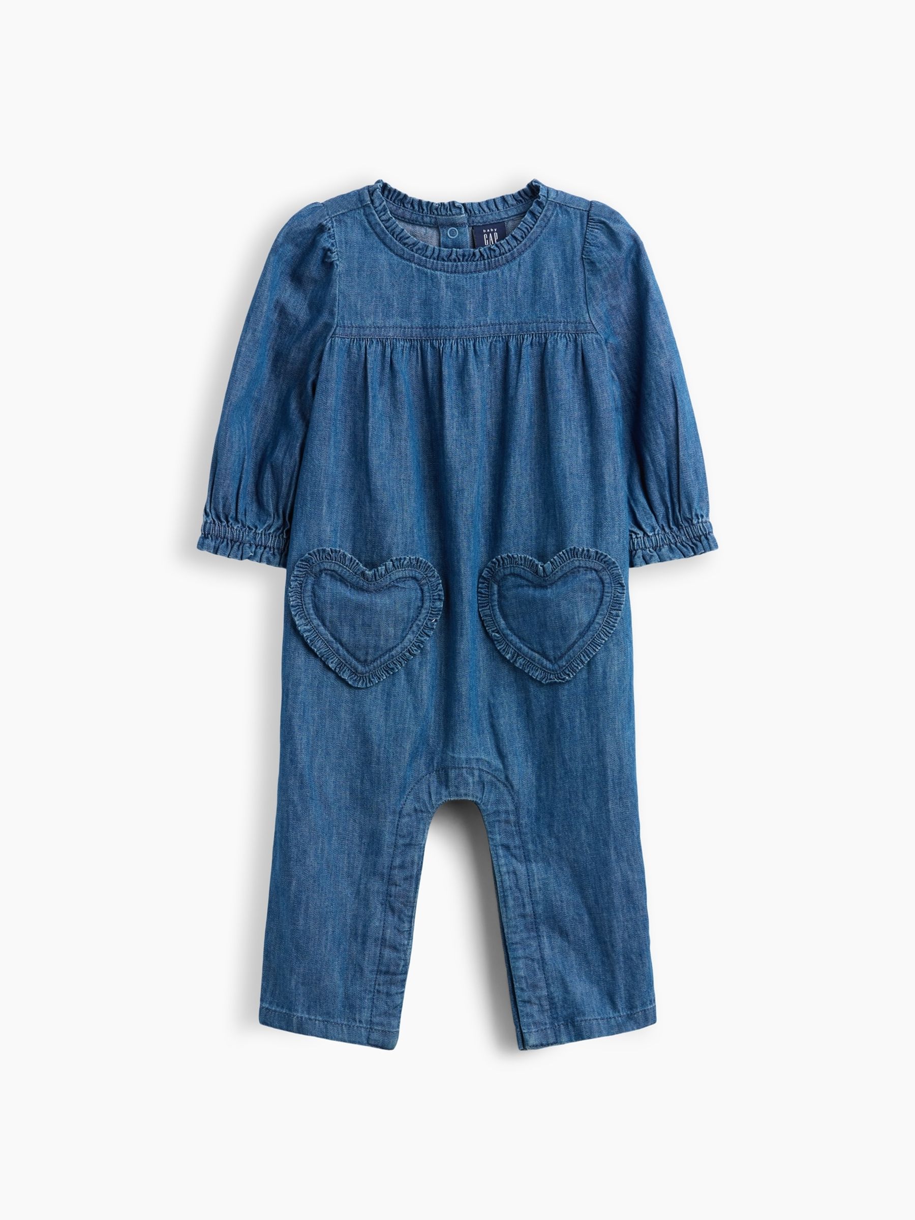 Dark Wash Denim Heart One-Piece - Image 1 of 3 Dark Wash Denim Heart One-Piece - Image 1 of 3