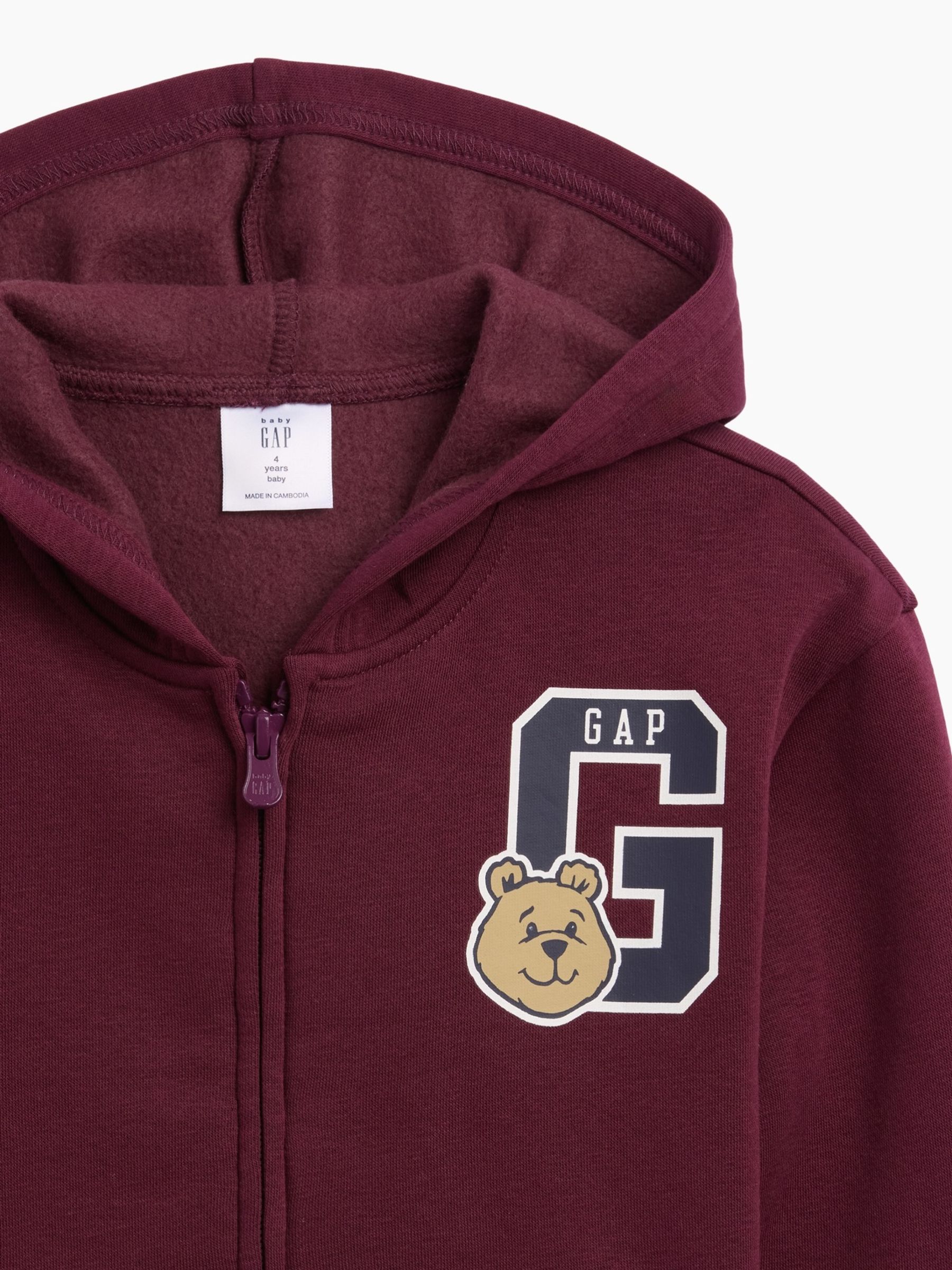 Burgundy Red Relaxed Logo Zip-Up Hoodie - Image 4 of 4