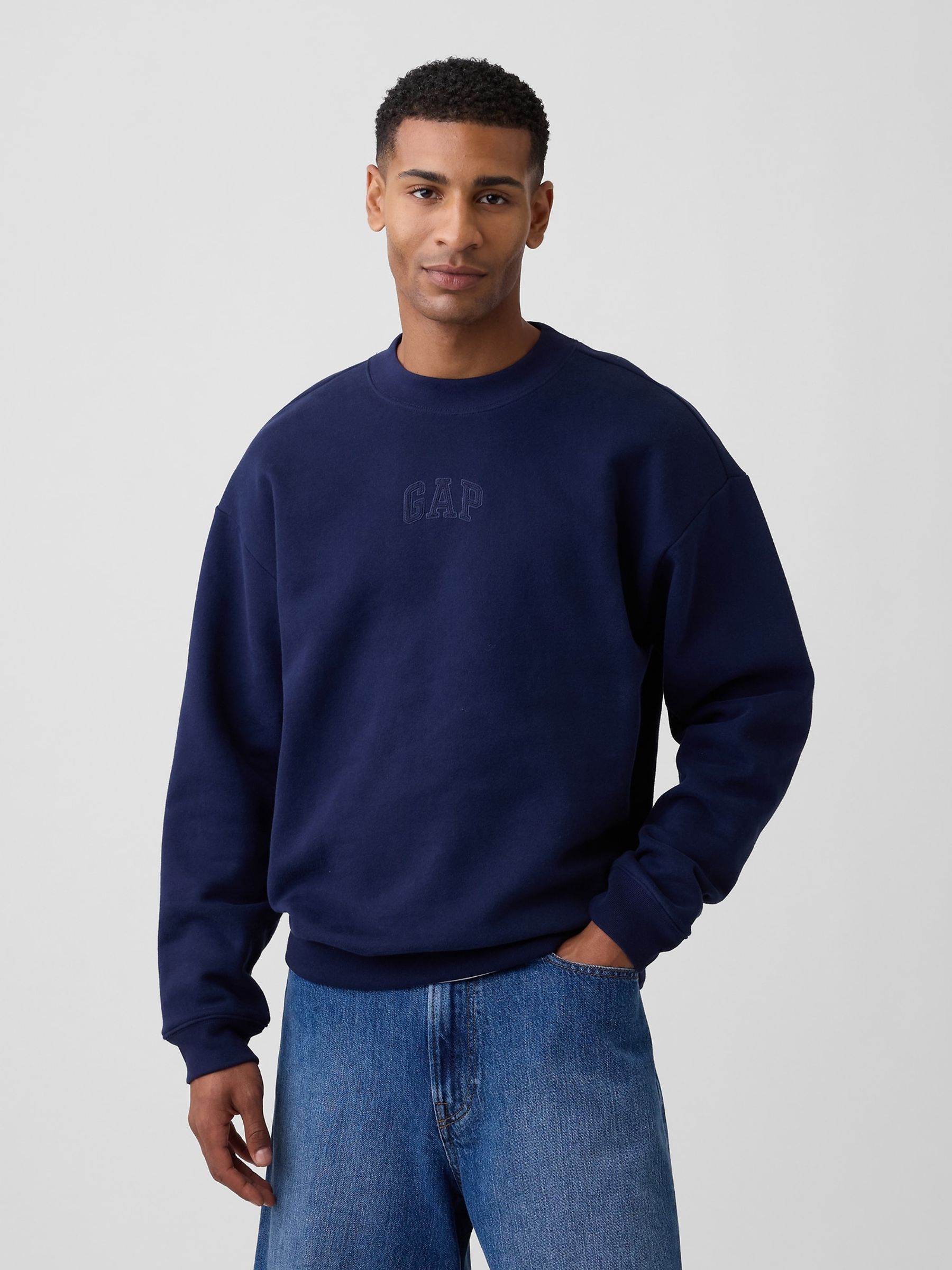 Blue Relaxed Mini-Logo Sweatshirt - Image 1 of 4