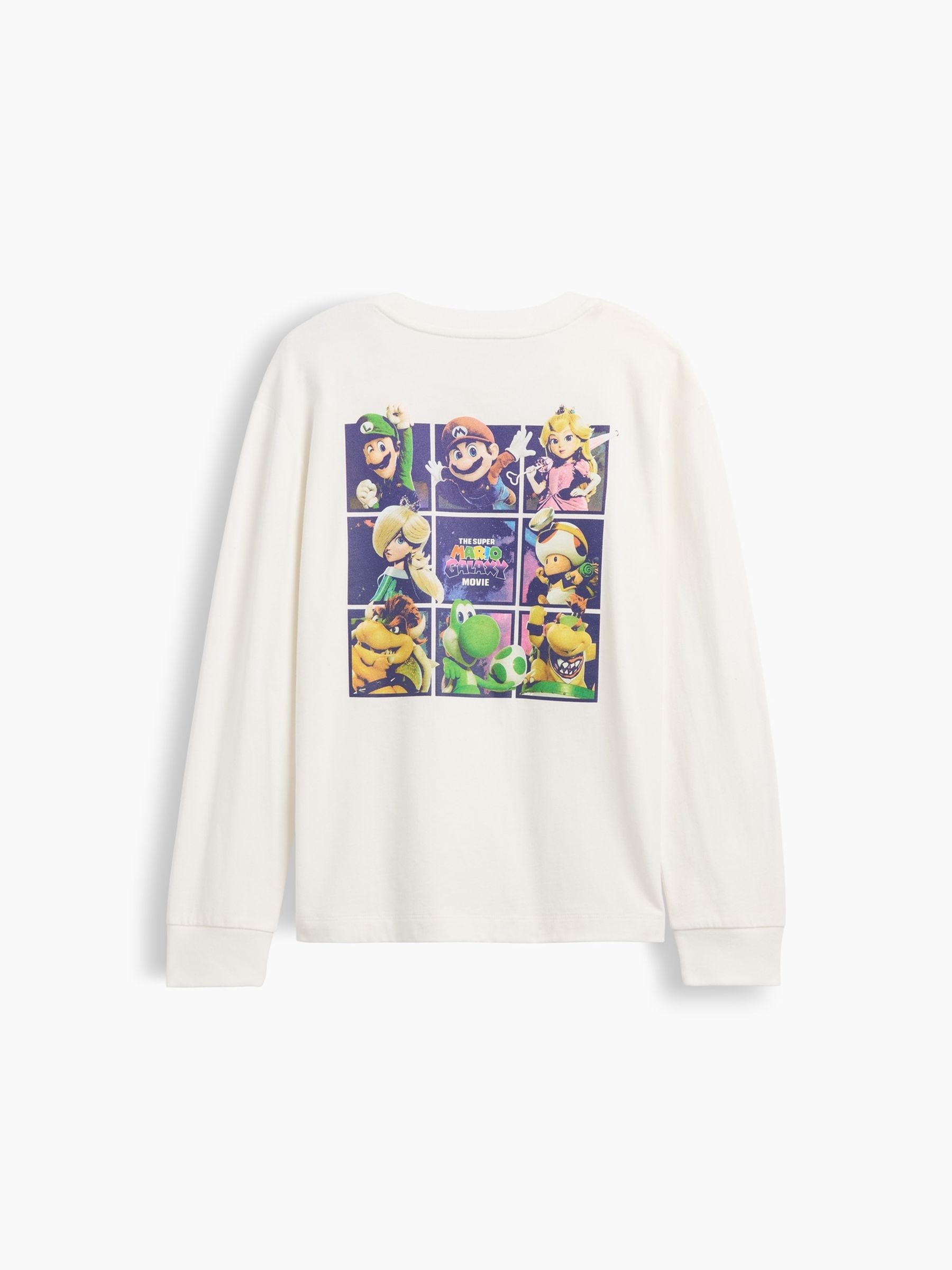 White Super Mario Relaxed Graphic Long Sleeve T-Shirt - Image 2 of 3