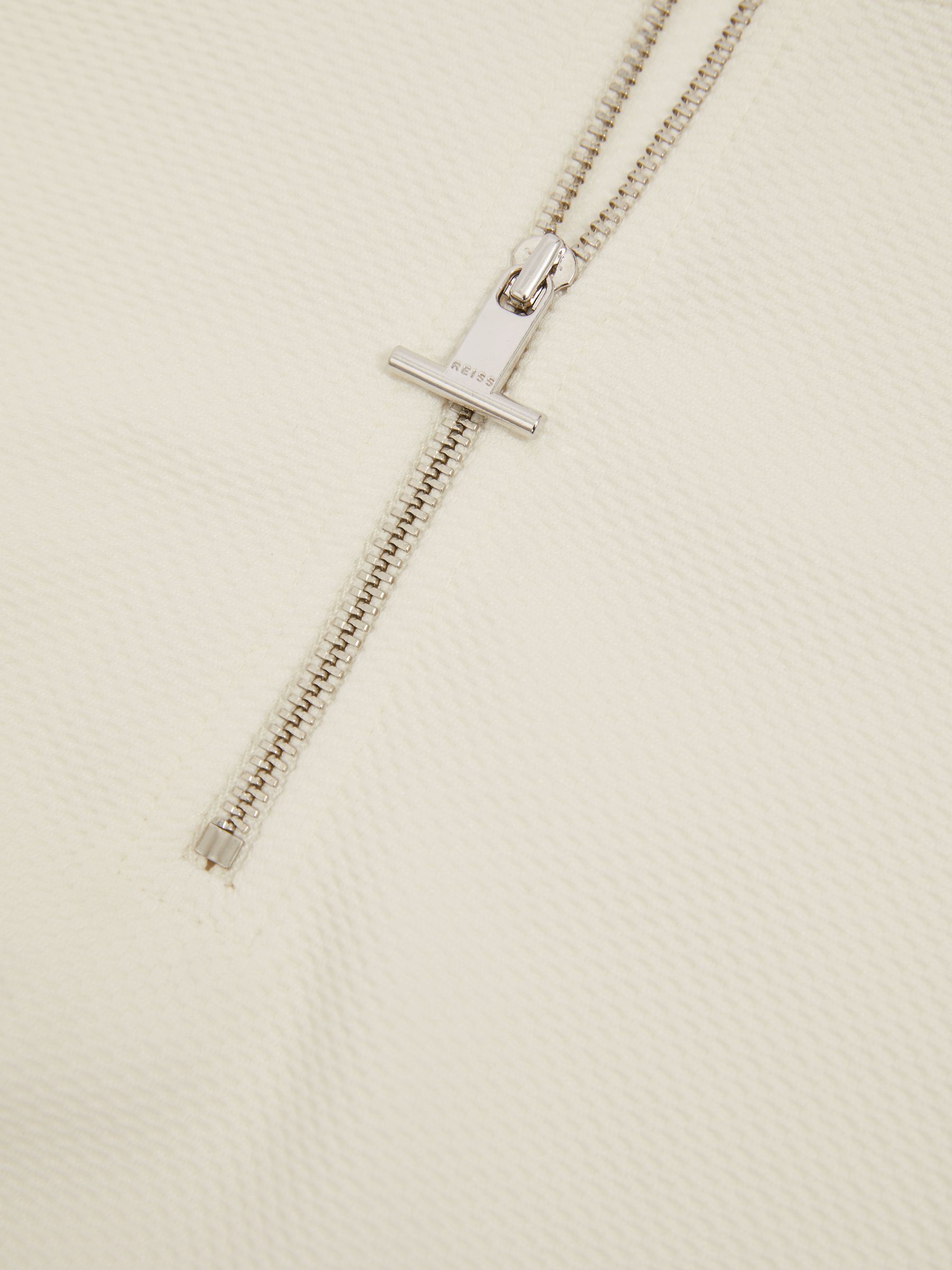 Textured Stripe Half-Zip Funnel Neck Sweatshirt in Off White - Image 5 of 5