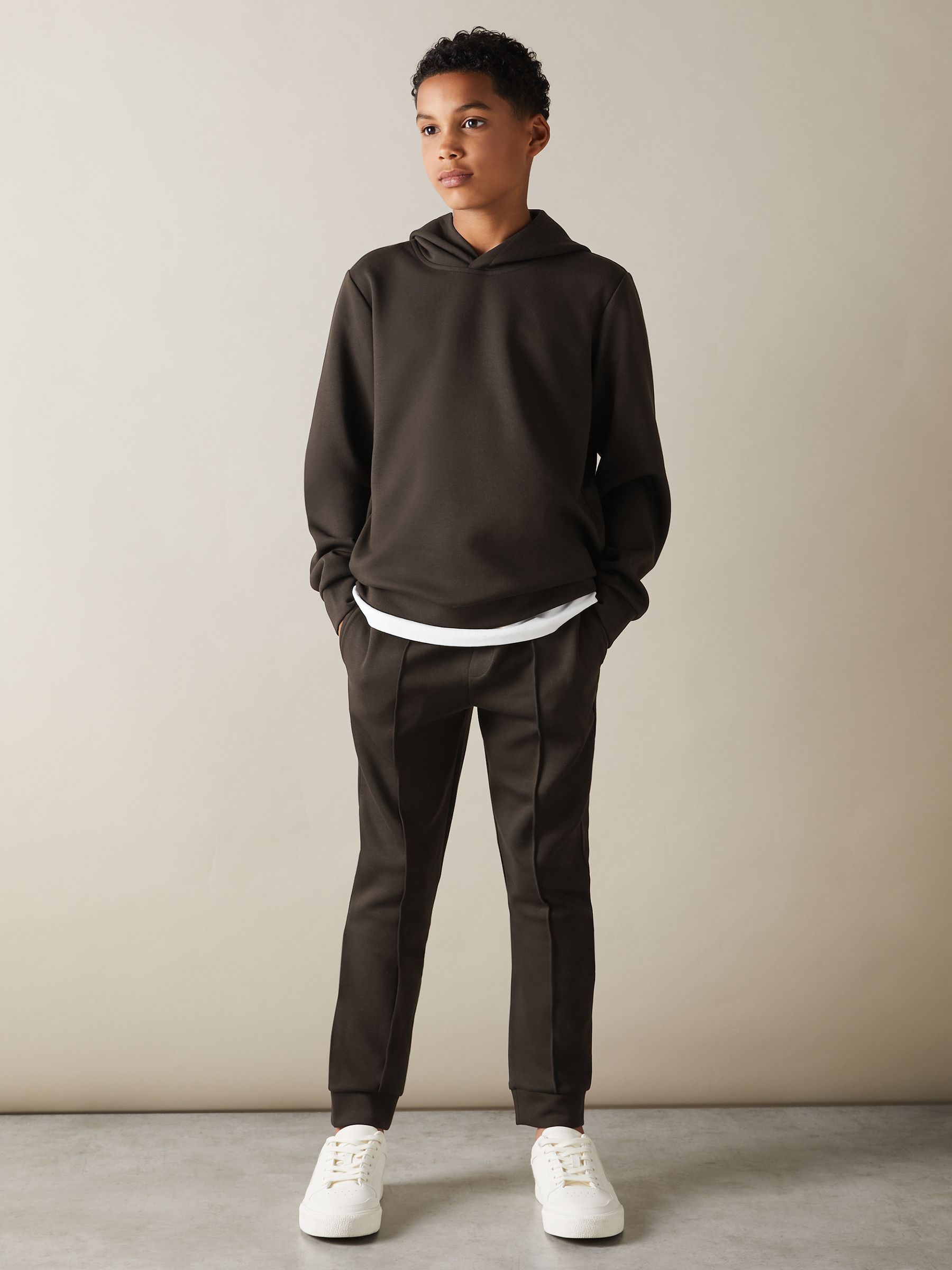 9-13 yrs Interlock Jersey Drawstring Joggers in Chocolate Brown - Image 3 of 4