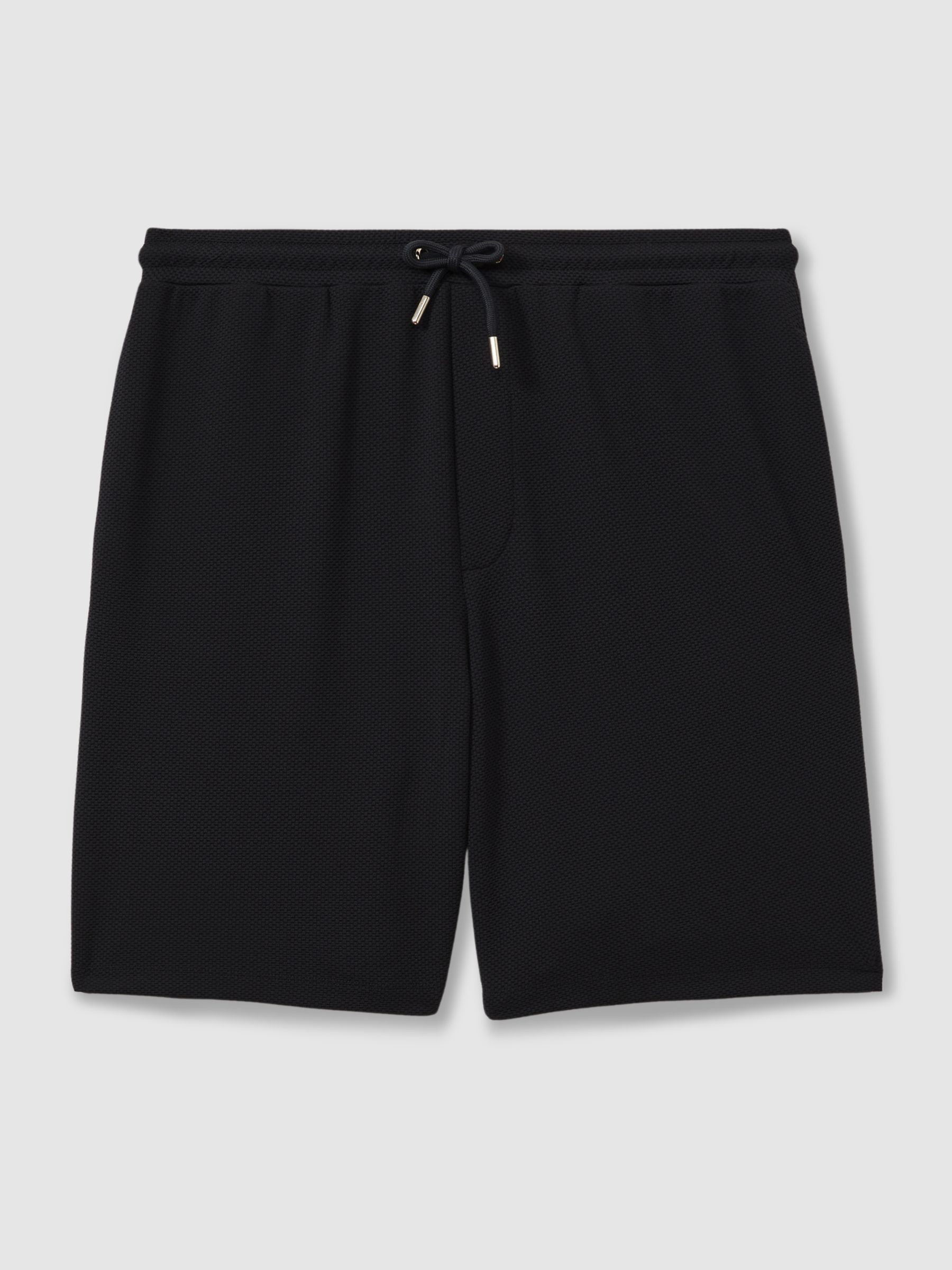 Textured Drawstring Shorts in Navy - Image 2 of 5