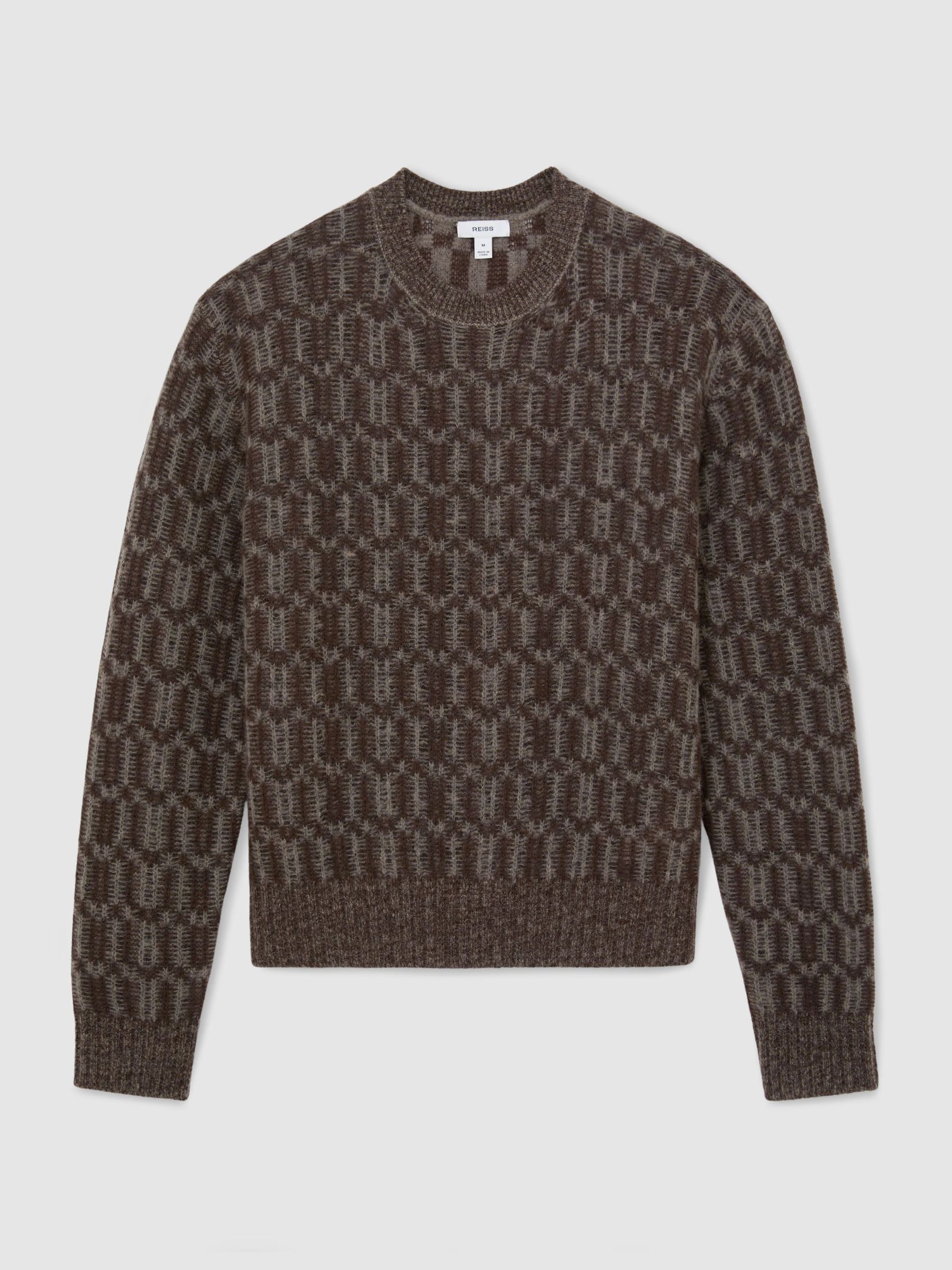 Atelier Cashmere-Silk Geometric-Knit Jumper in Neutral/Brown - Image 3 of 7