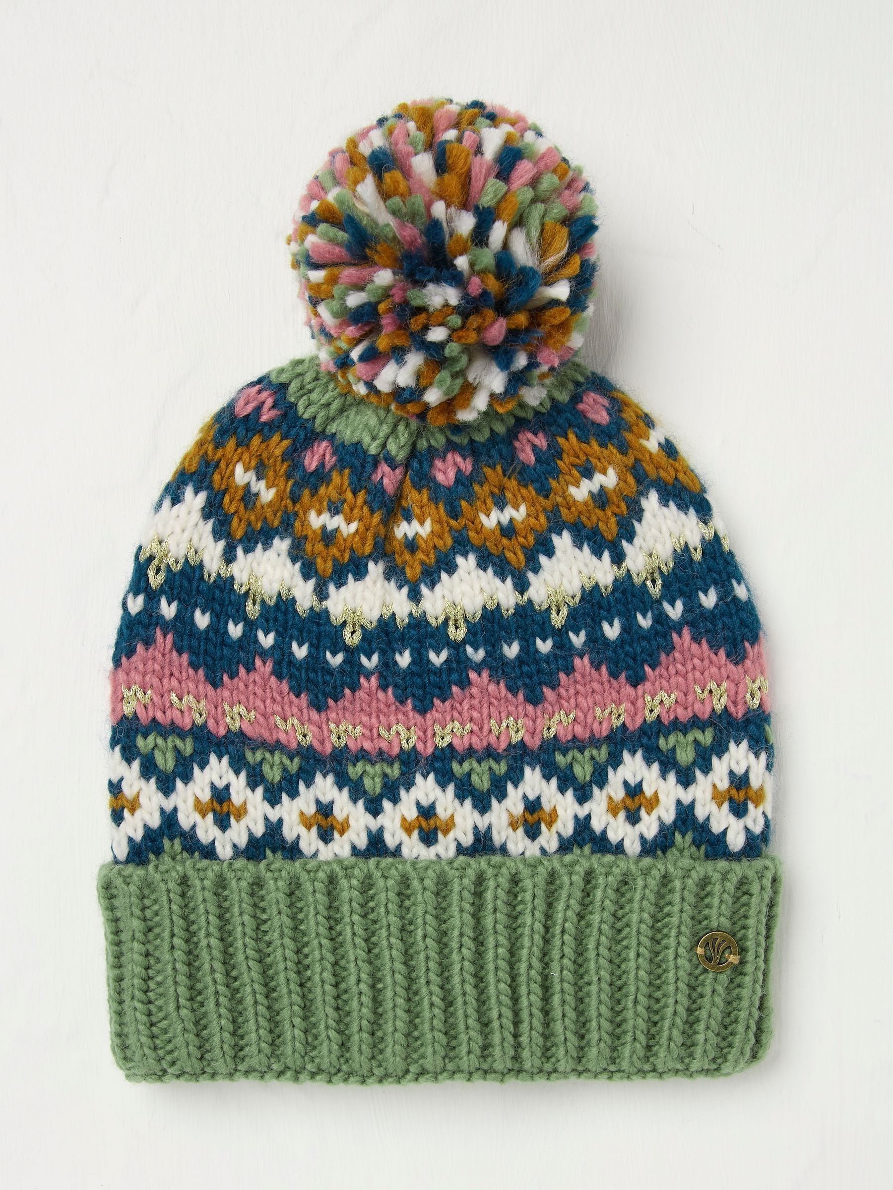 Green Haze Fairisle Pattern Bobble Hat - Image 1 of 2