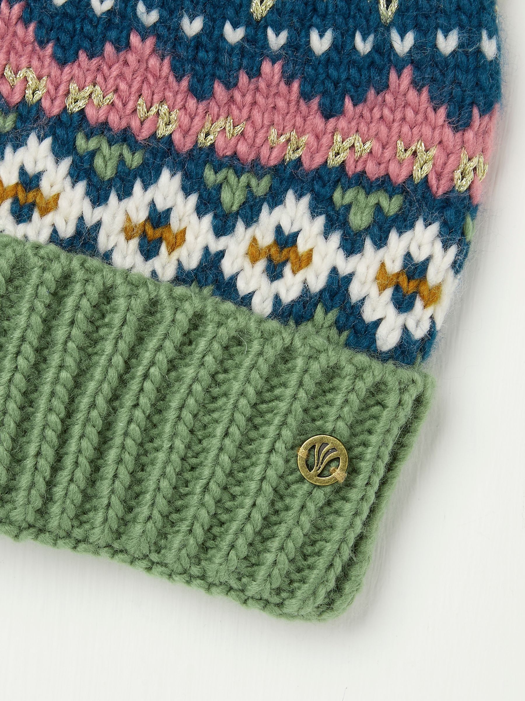 Green Haze Fairisle Pattern Bobble Hat - Image 2 of 2