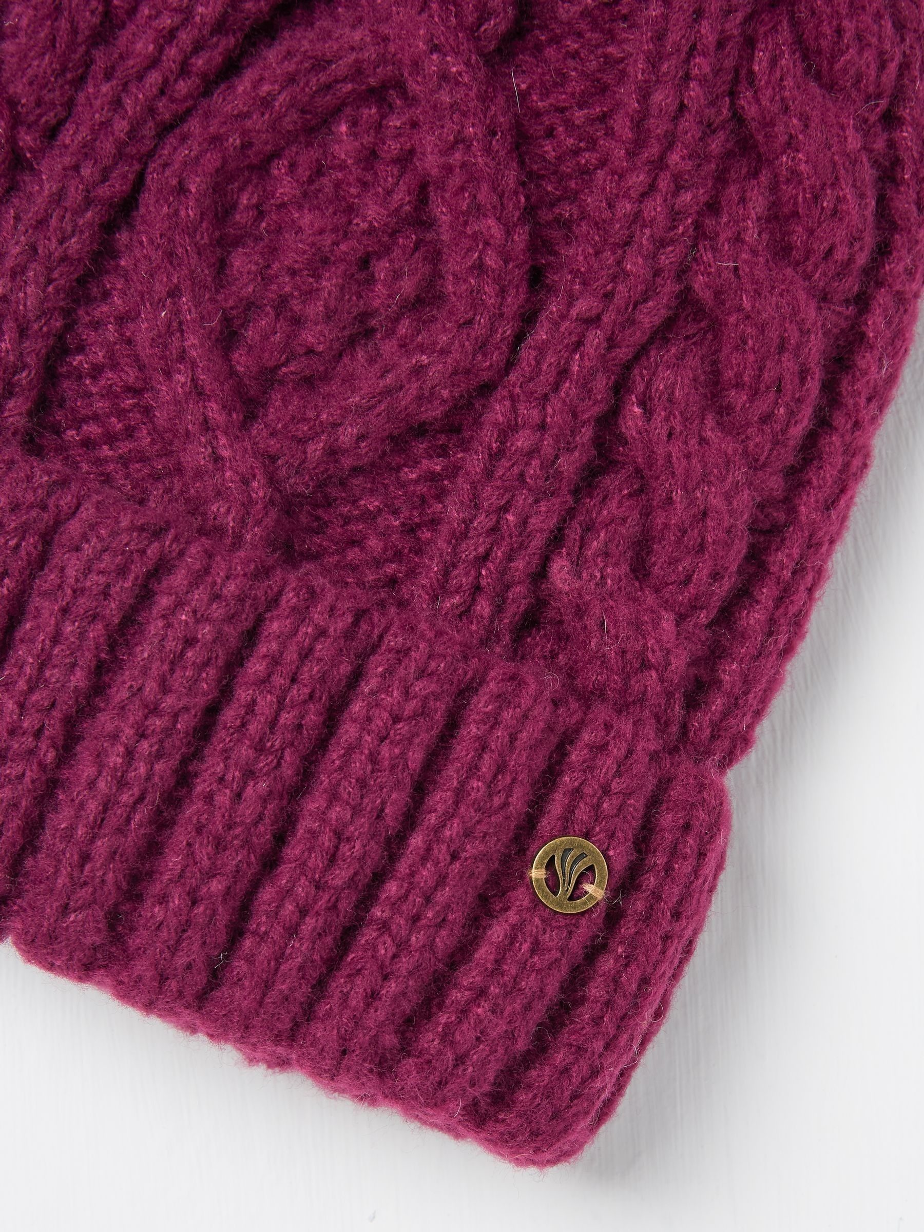 Dark Red Billie Cable Bobble Hat - Image 2 of 2
