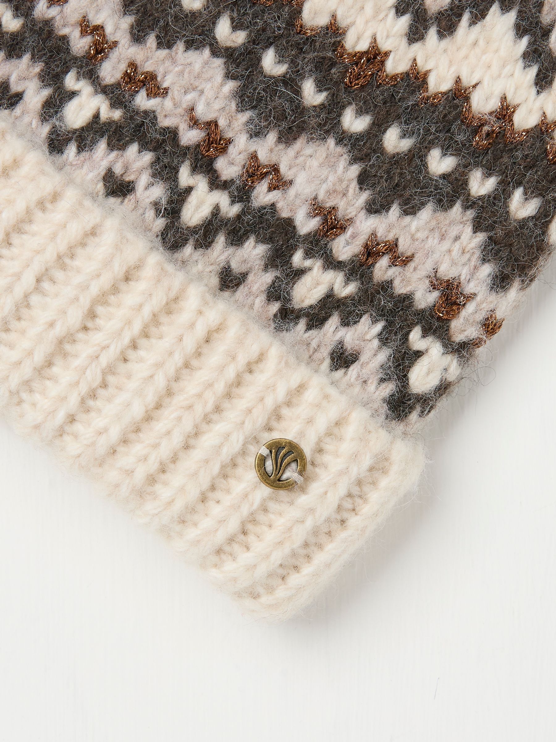 Ivory Fairisle Pattern Bobble Hat - Image 2 of 3