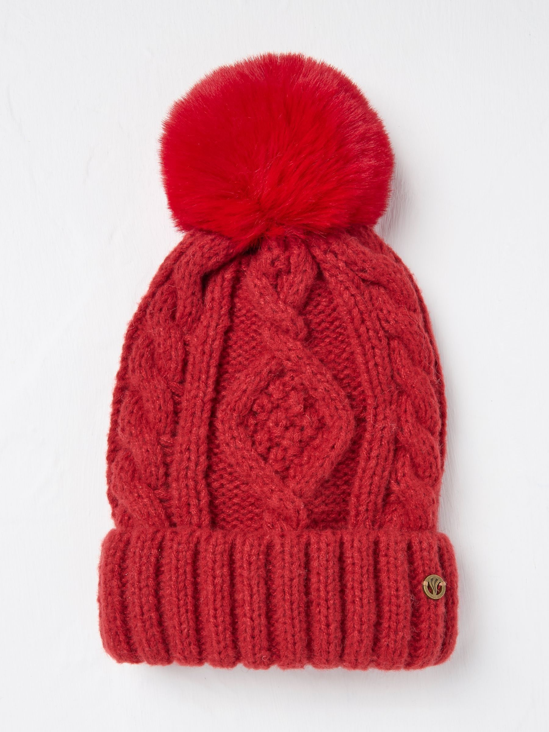 Red Billie Cable Bobble Hat - Image 1 of 2