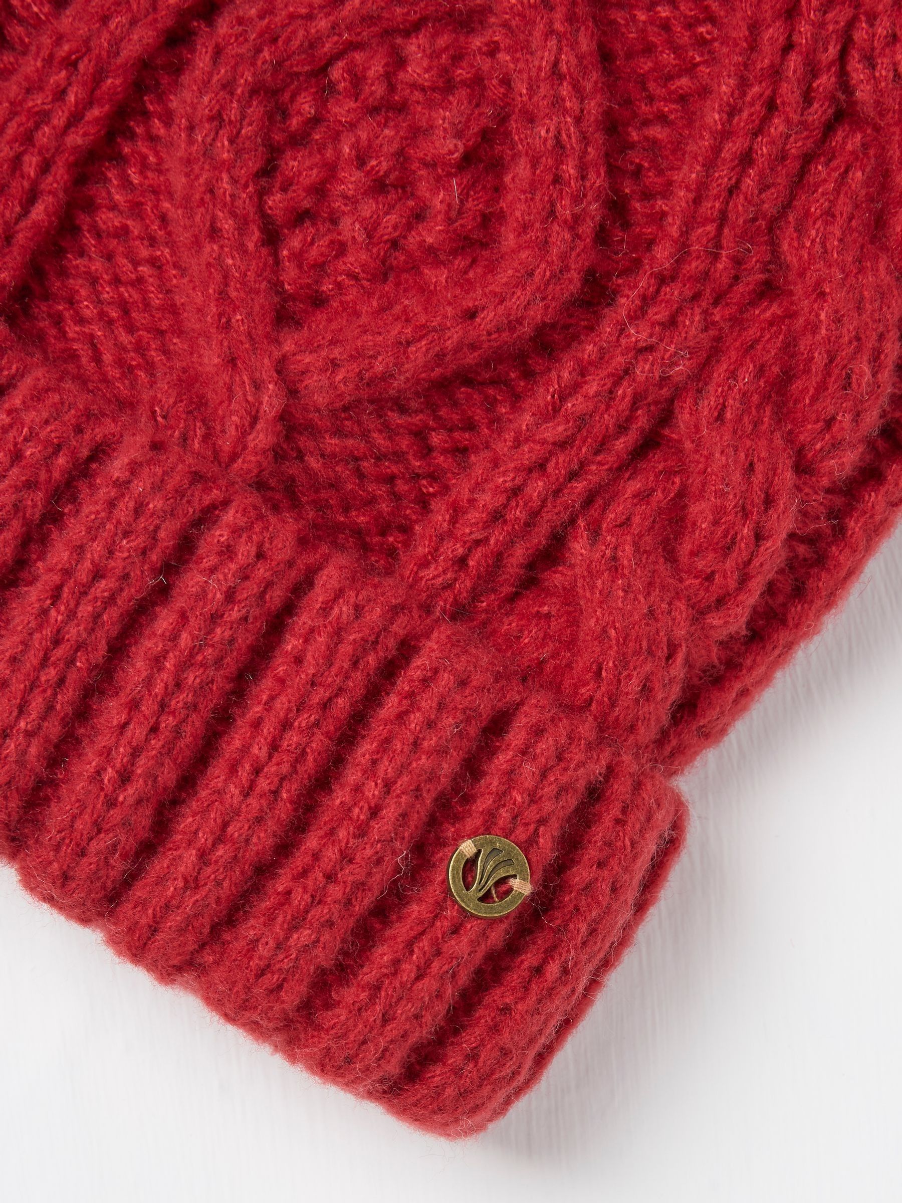Red Billie Cable Bobble Hat - Image 2 of 2