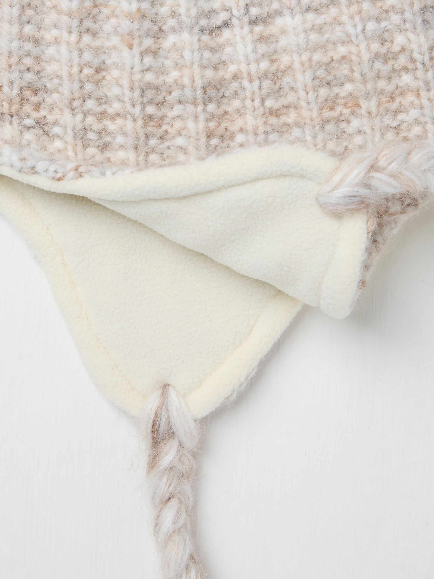 Ivory Textured Trapper Bobble Hat - Image 2 of 2