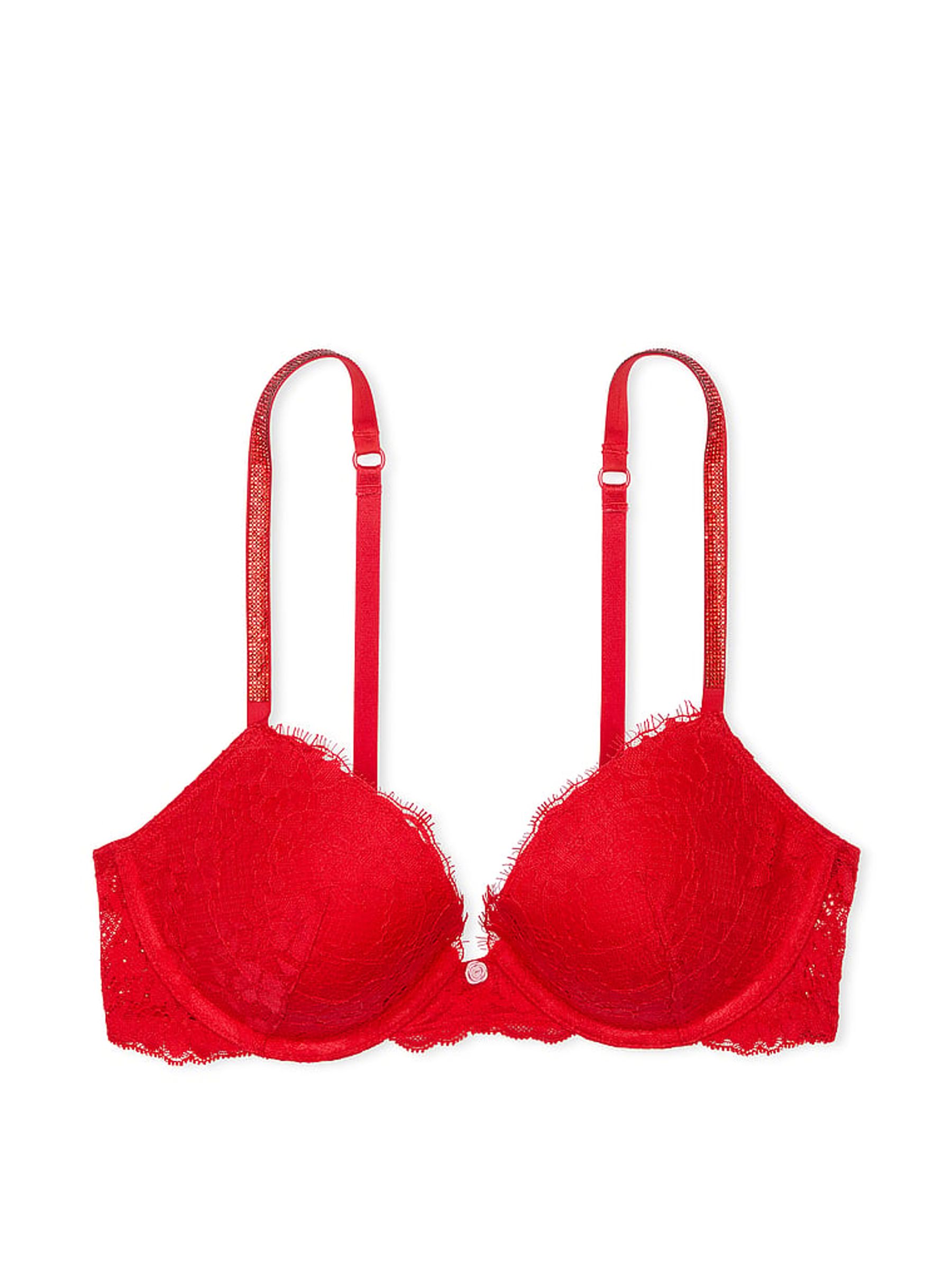 Vermillion Red Push Up Twinkle Strap Bra - Image 3 of 4