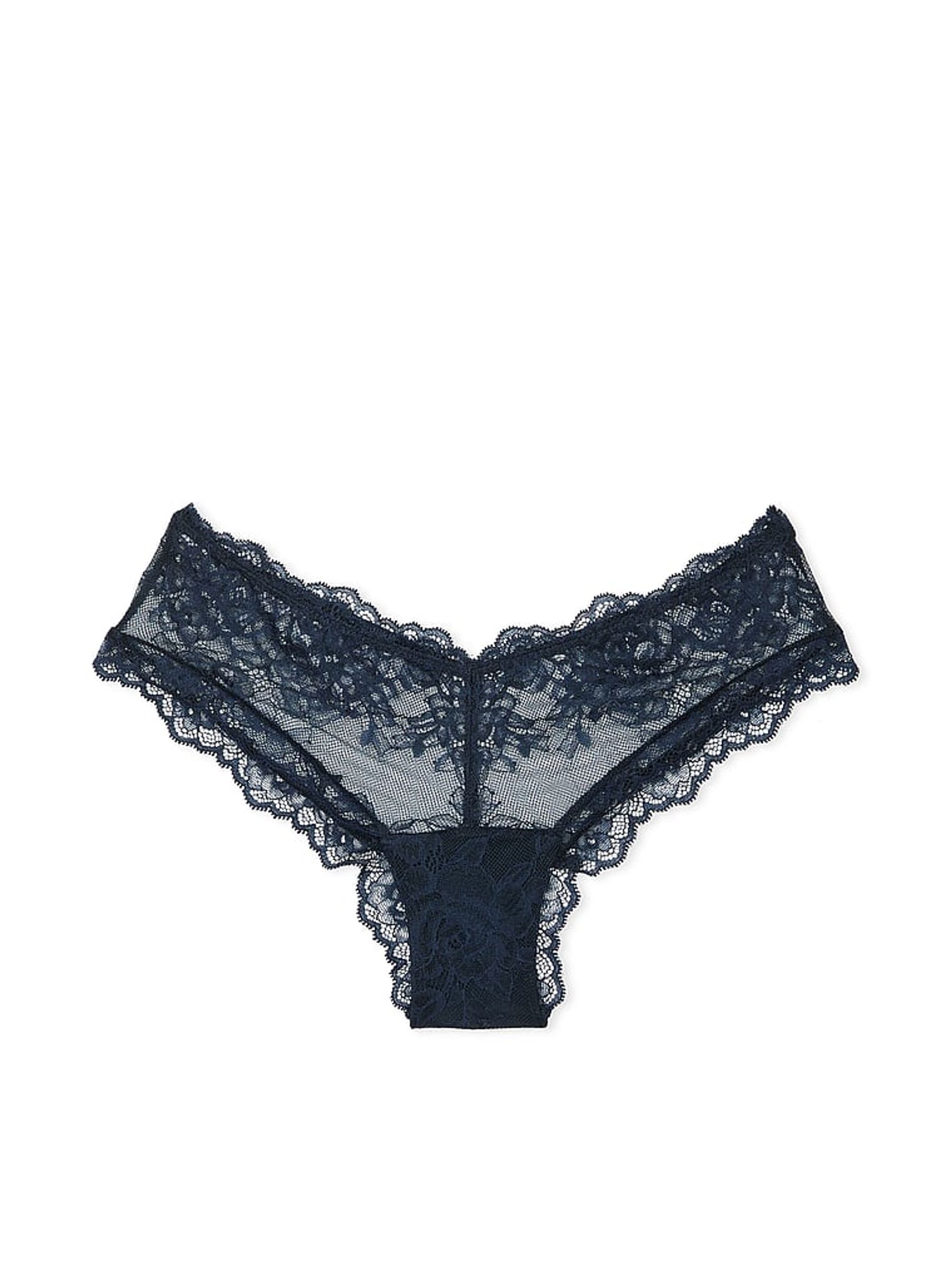 Dark Twilight Blue Cheeky Rose Lace Knickers - Image 4 of 4