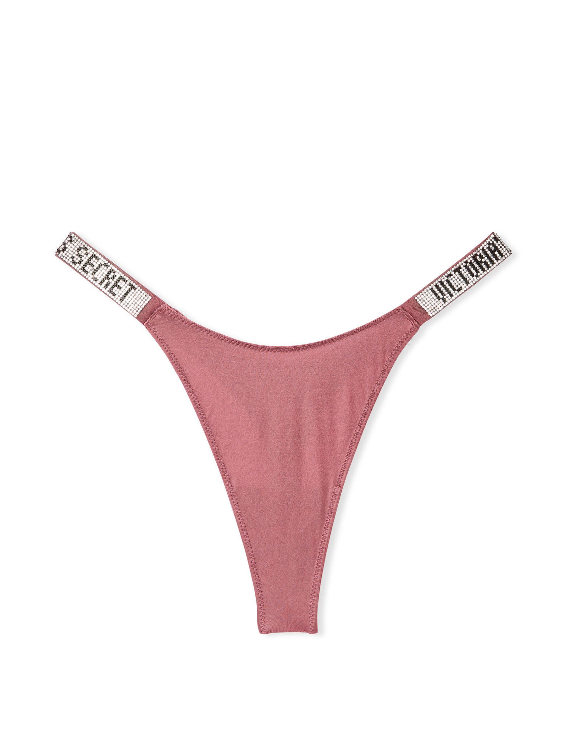 Vintage Rose Pink Thong Shine Strap Knickers - Image 1 of 1