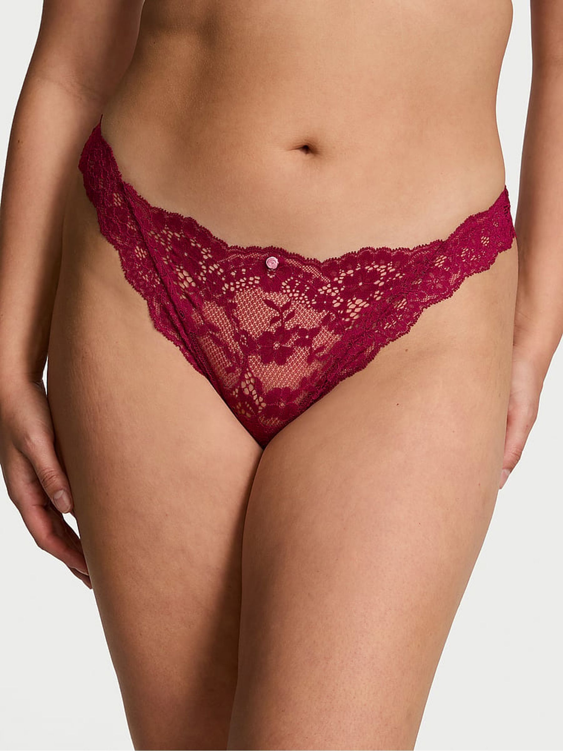 Campari Red Thong Lace Knickers - Image 1 of 4