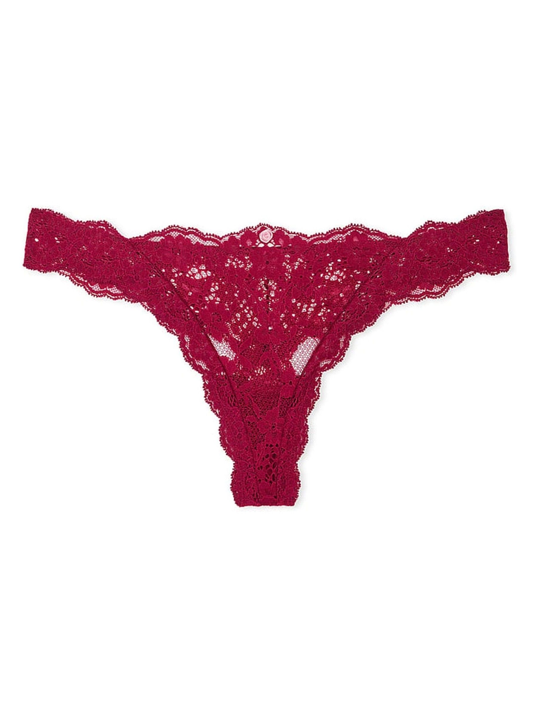 Campari Red Thong Lace Knickers - Image 3 of 4